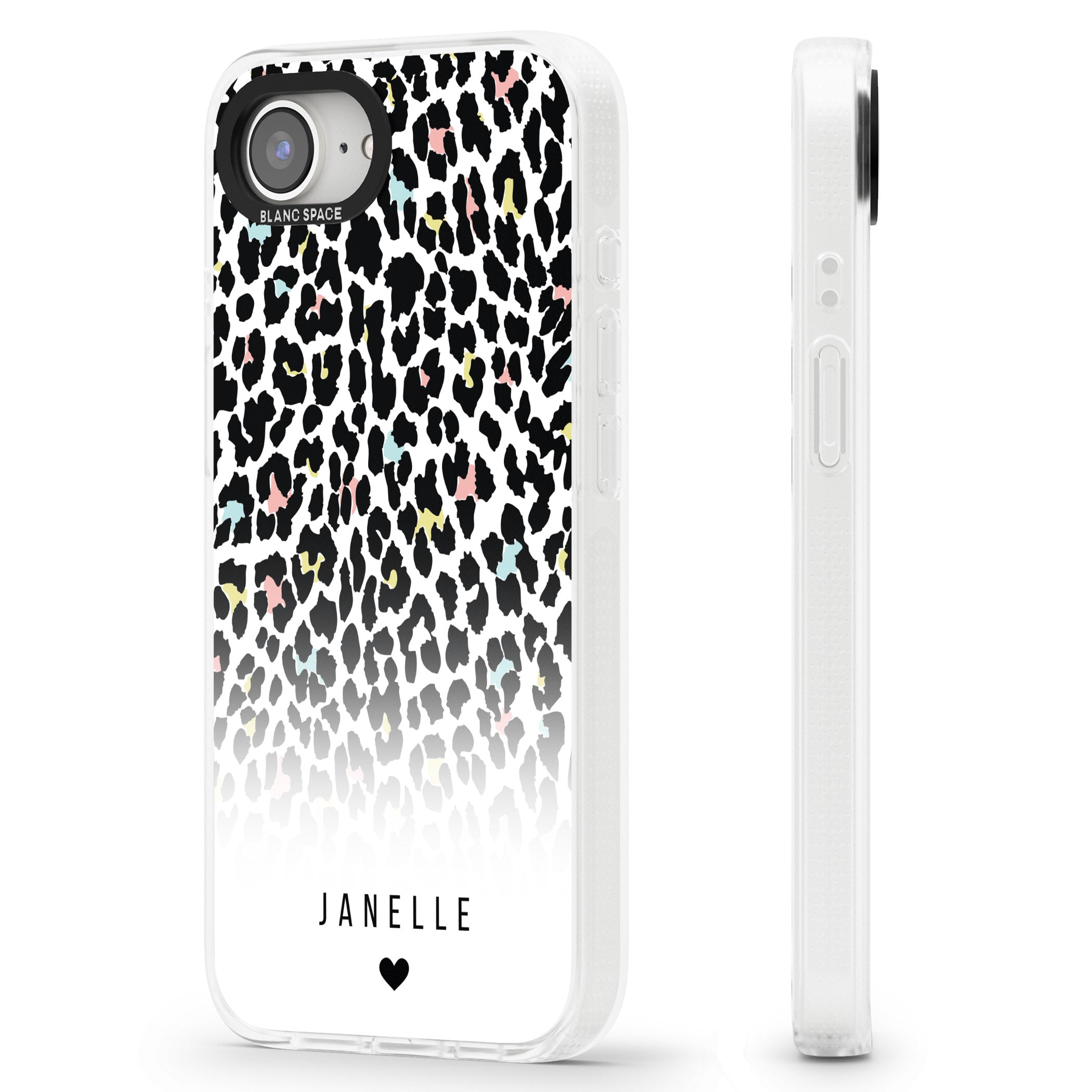 Personalised Pastel Leopard Spots iPhone 16e Clear Case Impact Air - Blanc Space