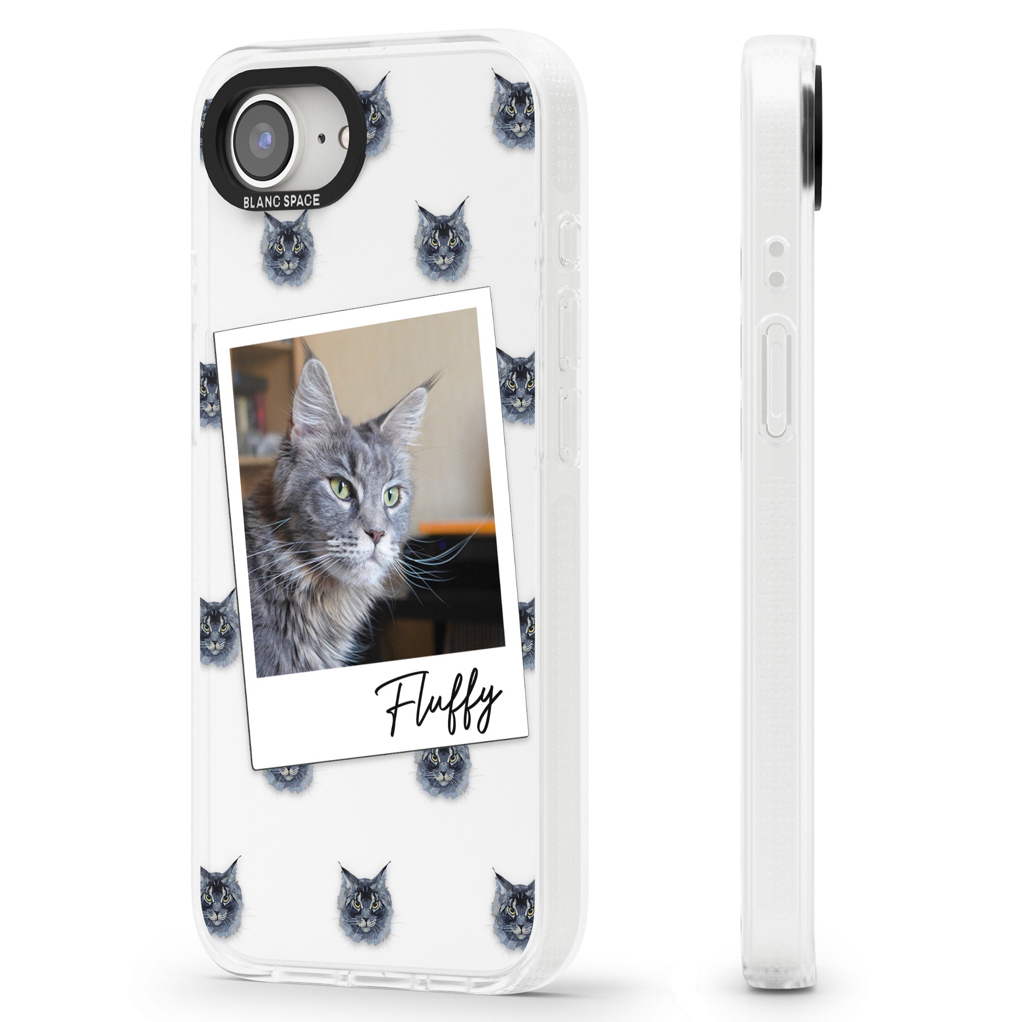 Personalised Maine Coon Photo iPhone 16e Clear Case Impact Air - Blanc Space