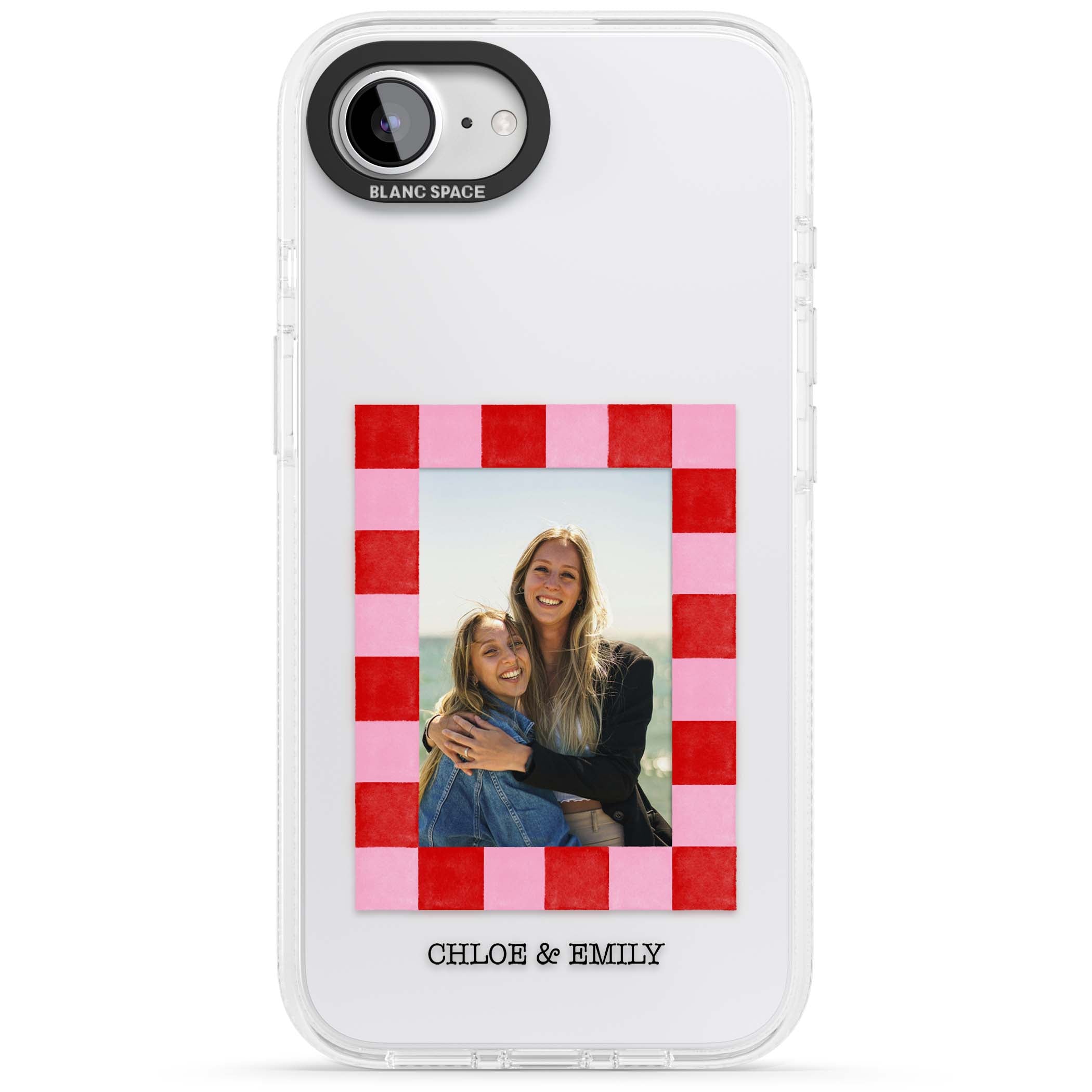 Bubblegum Check Photo for her iPhone case | Clear Case Impact Air case for iPhone 16e, iPhone 17e