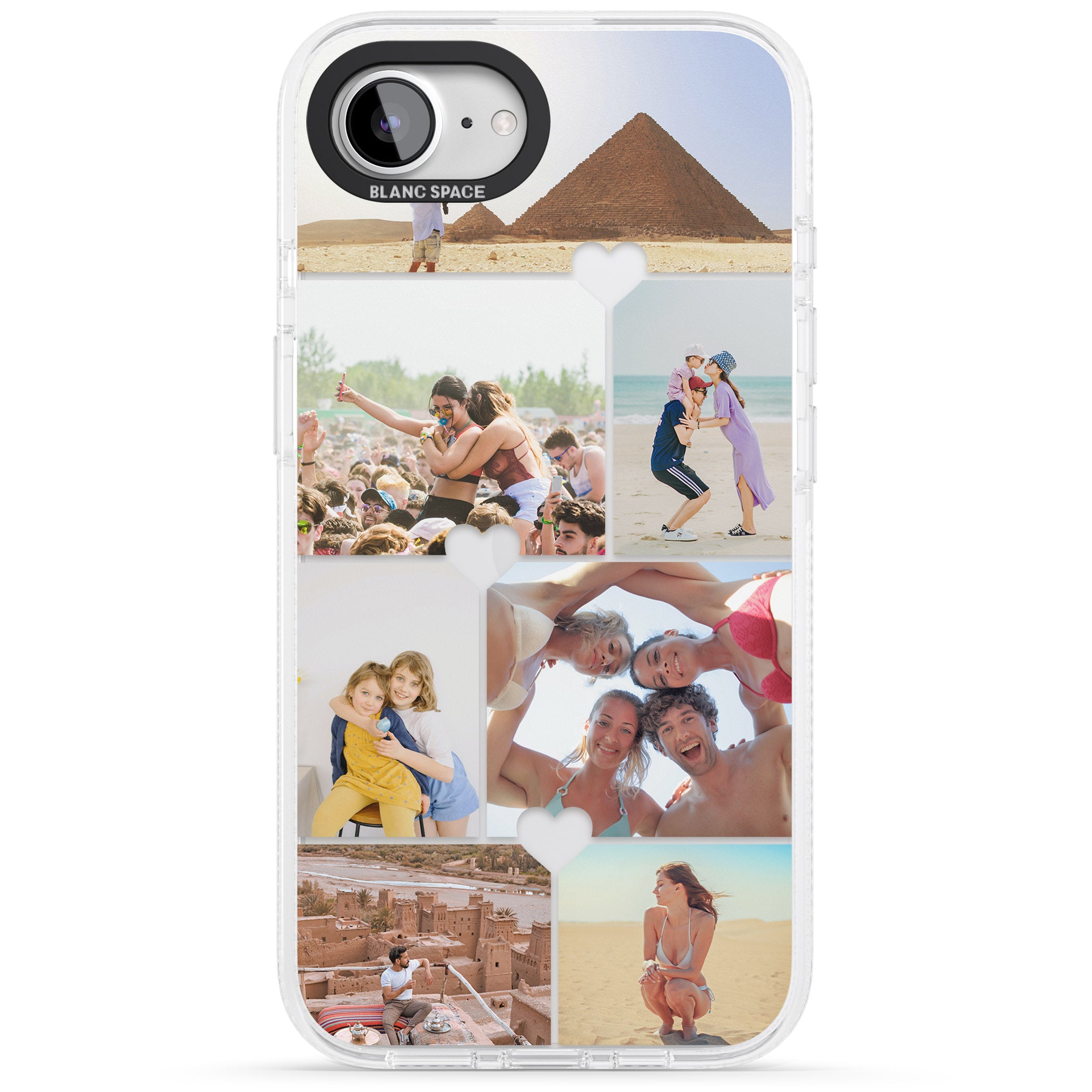 Personalised Heart Photo Grid iPhone 16e Clear Case Impact Air - Blanc Space