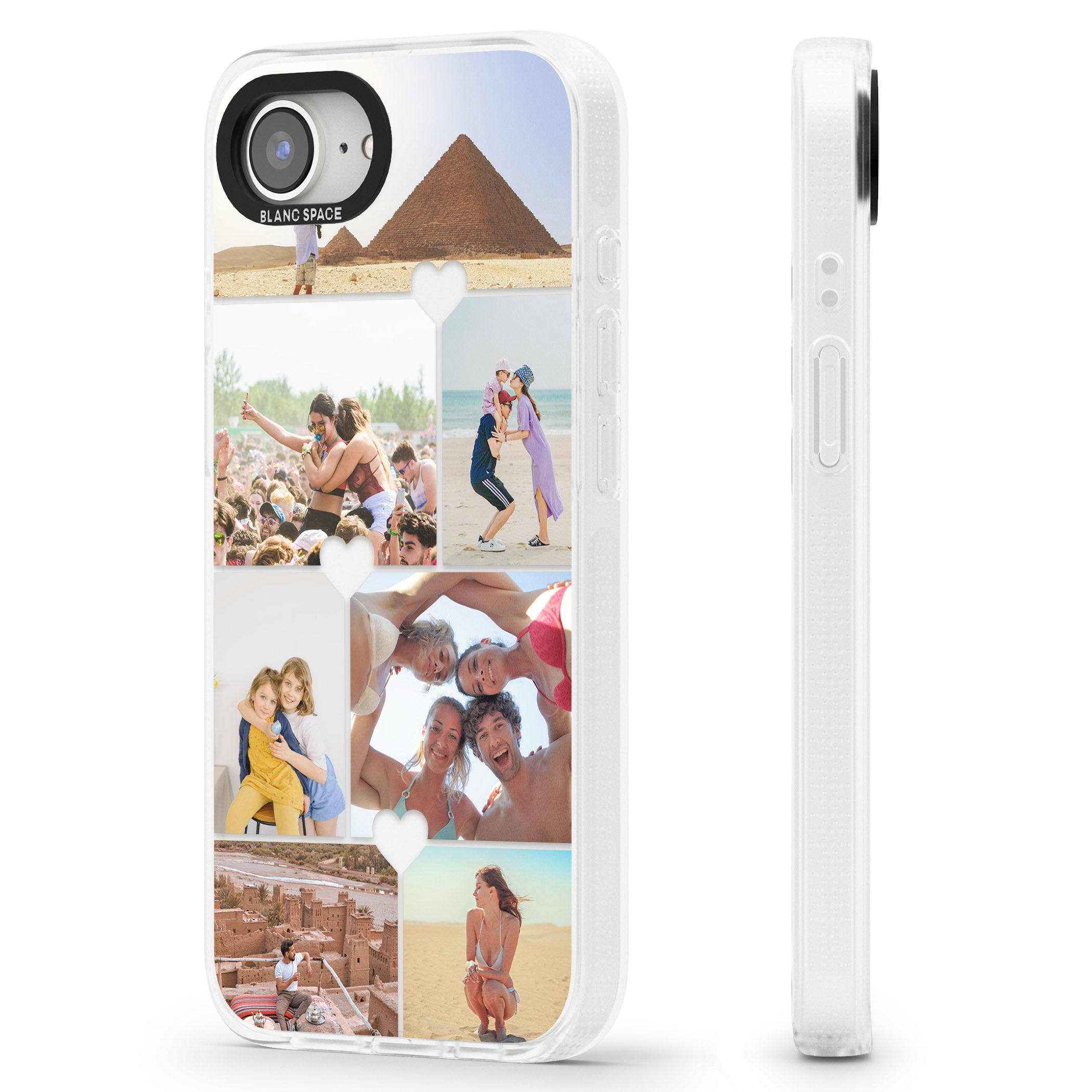 Personalised Heart Photo Grid iPhone 16e Clear Case Impact Air - Blanc Space