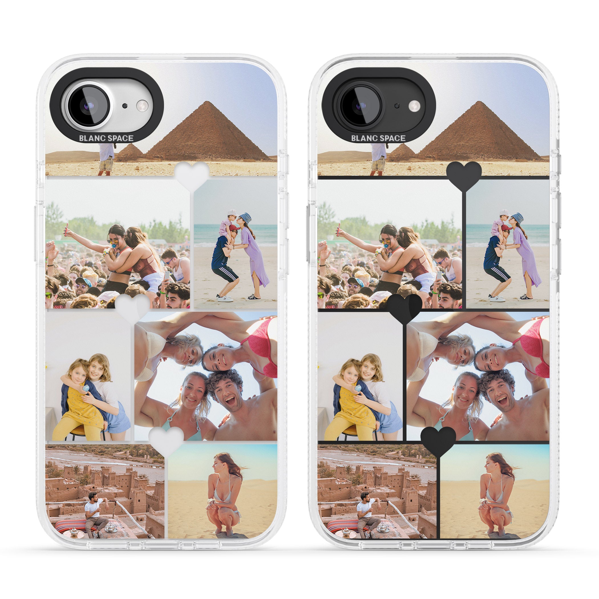 Personalised Heart Photo Grid iPhone 16e Clear Case Impact Air - Blanc Space