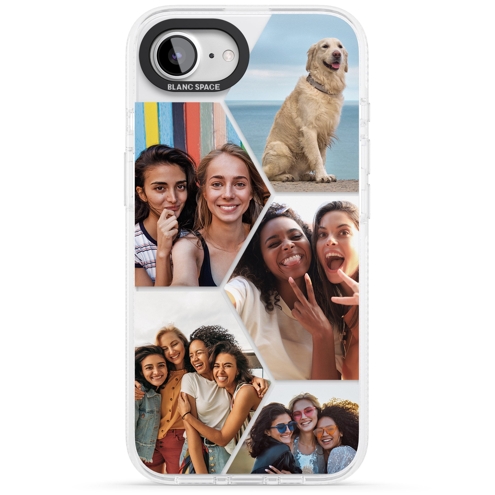 Personalised Beehive Photo Grid iPhone 16e Clear Case Impact Air - Blanc Space