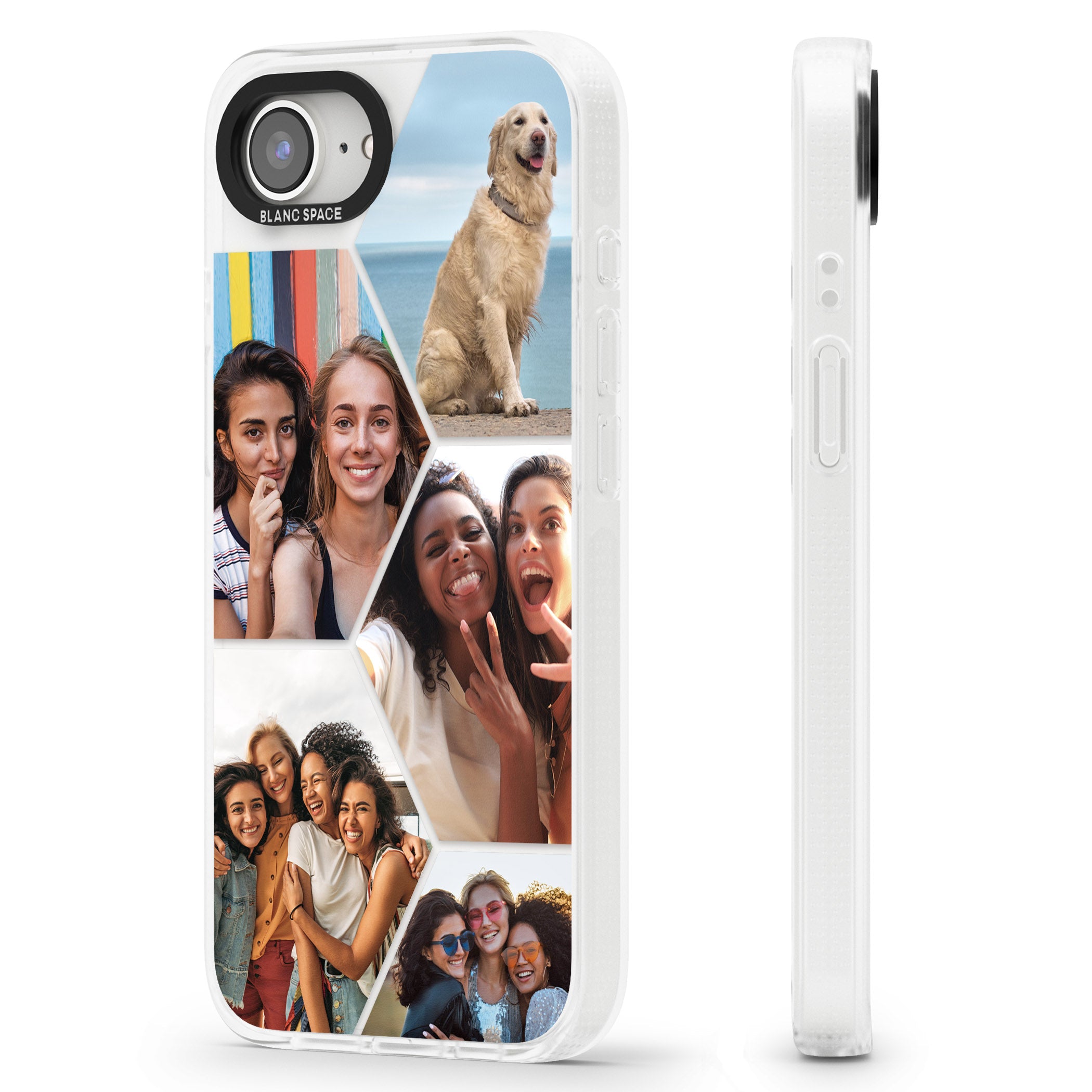 Personalised Beehive Photo Grid iPhone 16e Clear Case Impact Air - Blanc Space