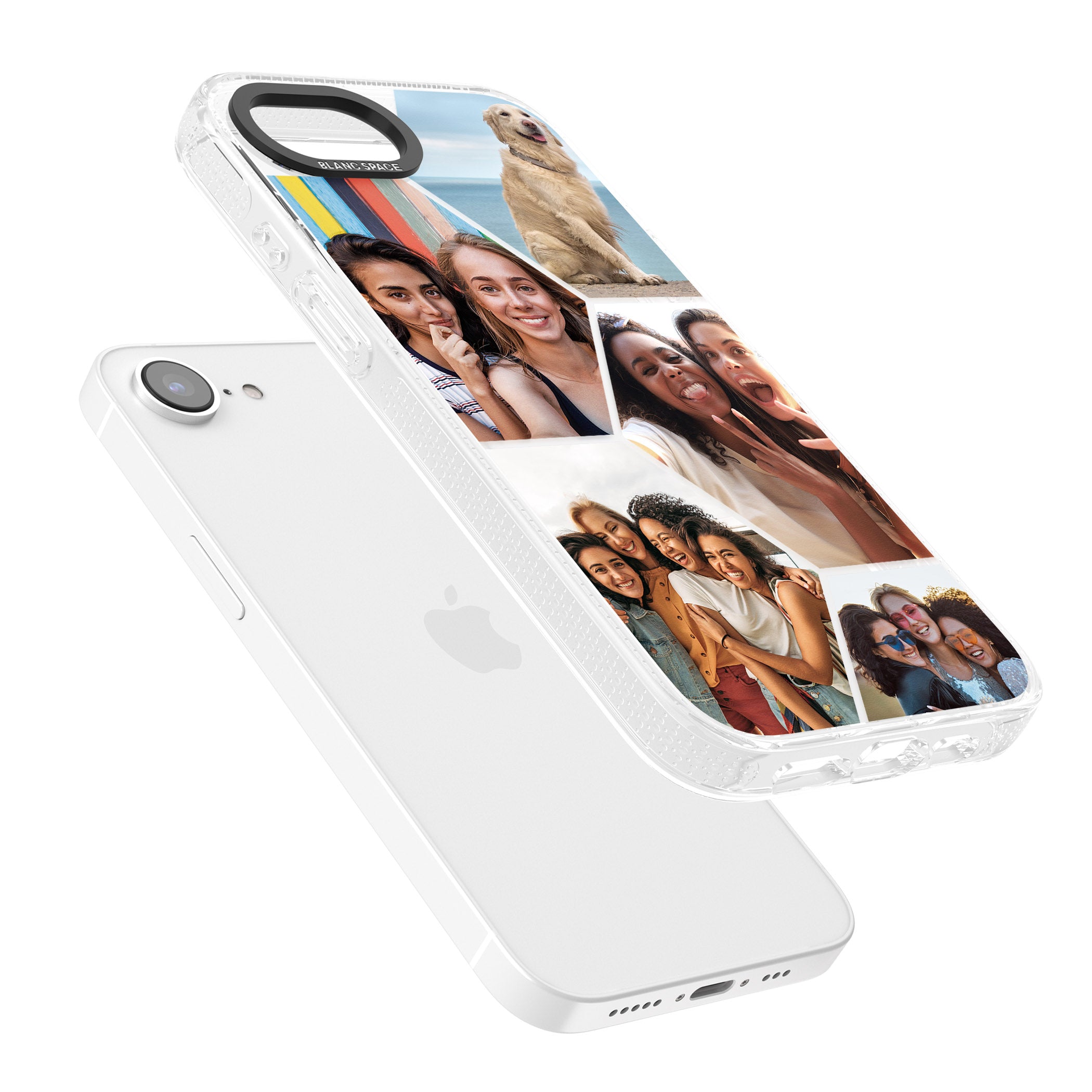 Personalised Beehive Photo Grid iPhone 16e Clear Case Impact Air - Blanc Space