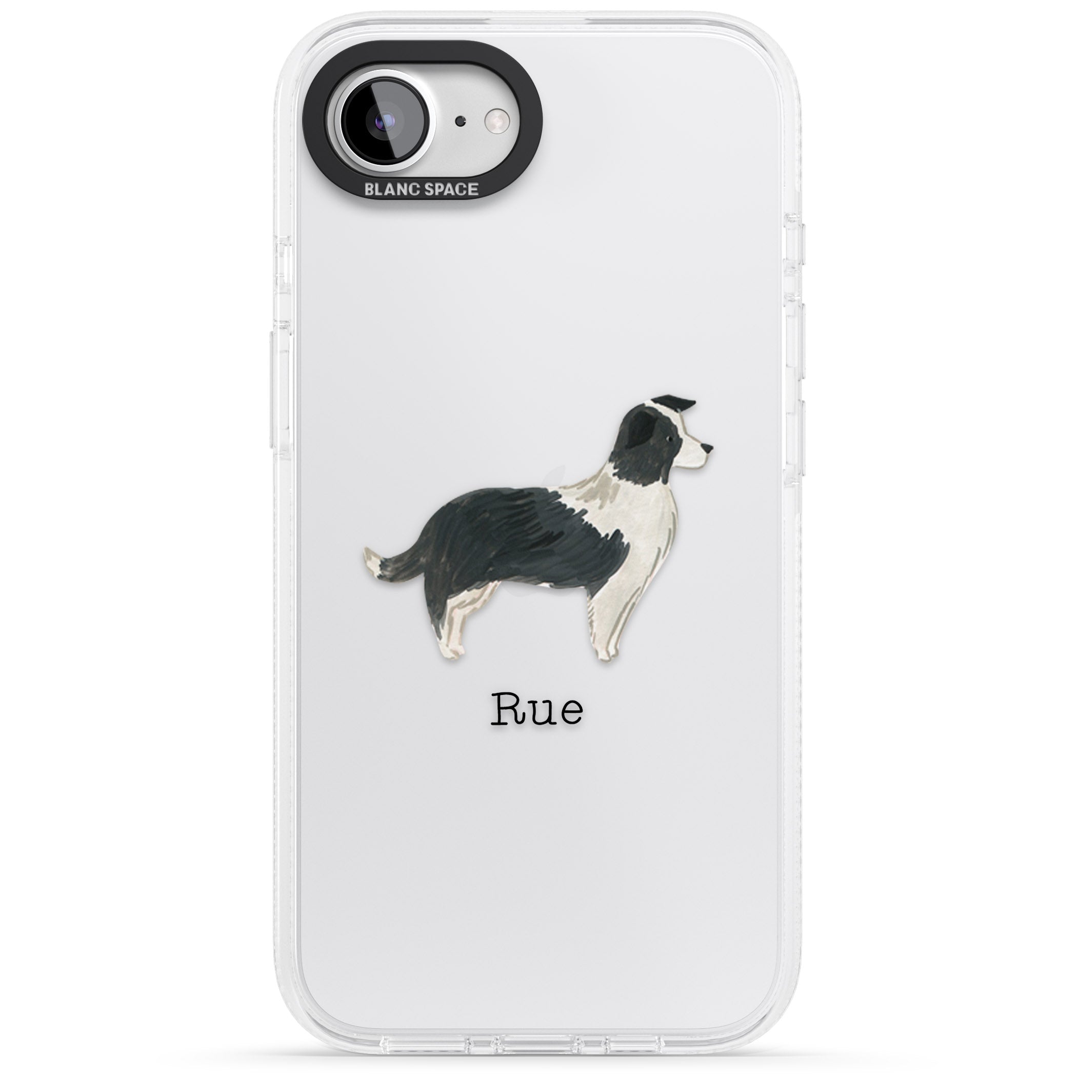 Personalised Border Collie iPhone 16e Clear Case Impact Air - Blanc Space