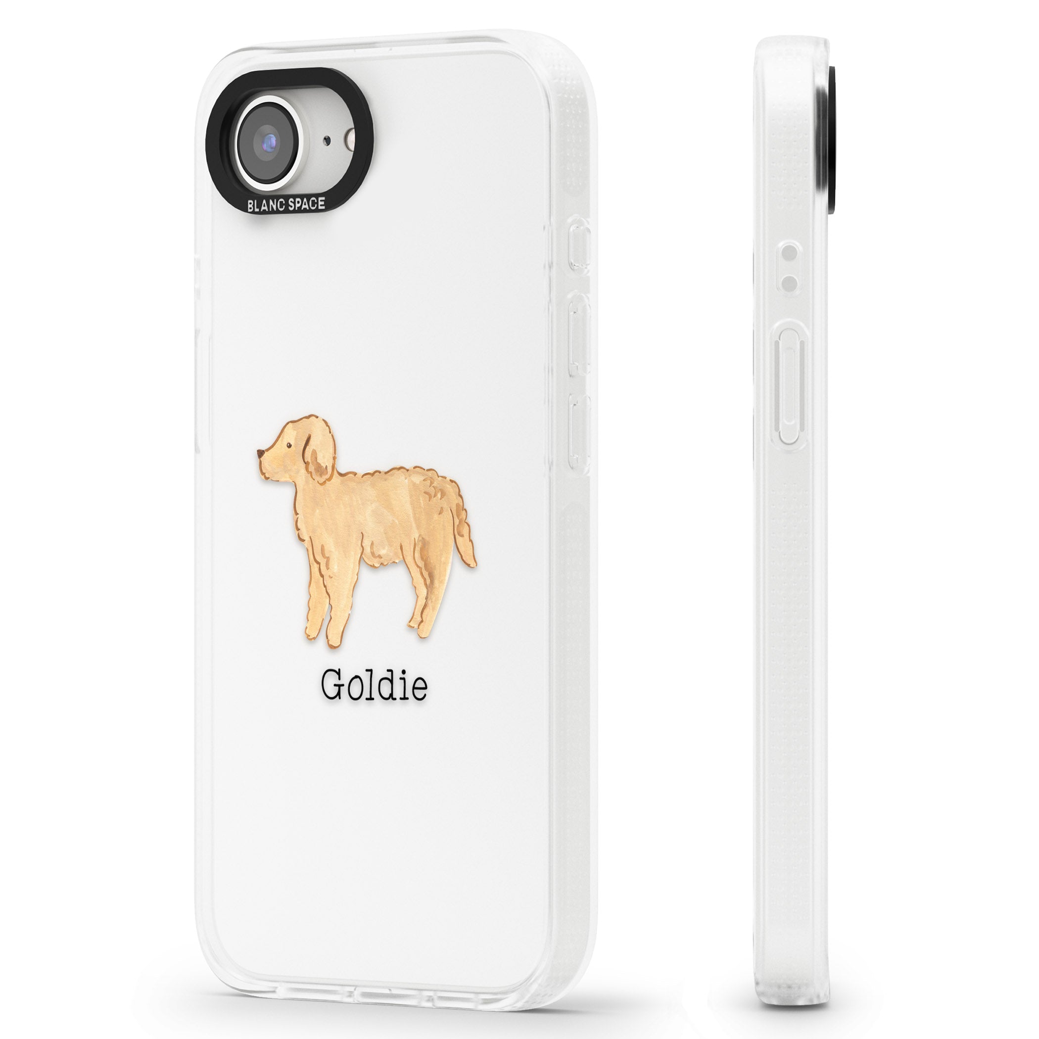Personalised Hand Painted Goldendoodle iPhone 16e Clear Case Impact Air - Blanc Space
