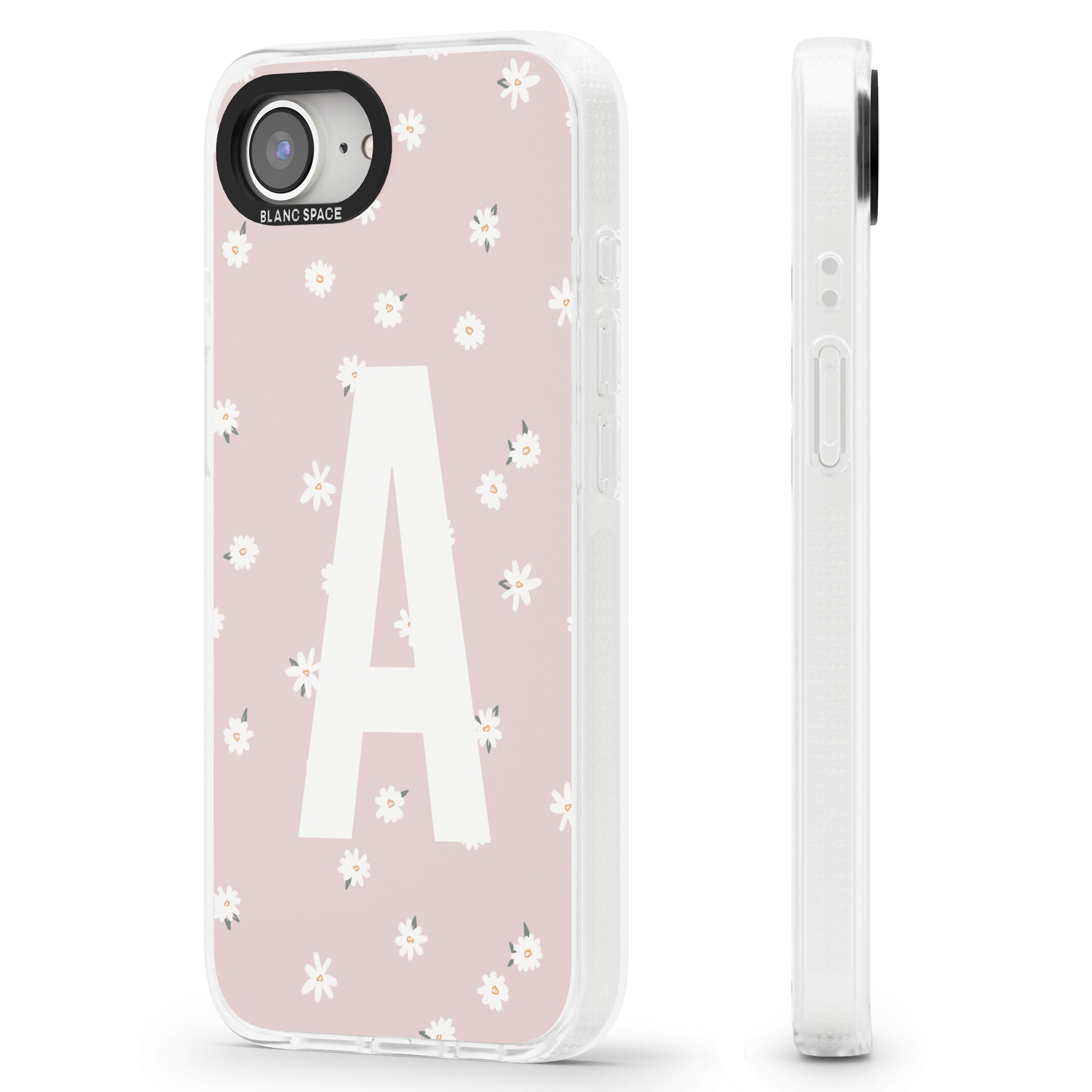 Personalised Pink Daisy Personalised iPhone 16e Clear Case Impact Air - Blanc Space