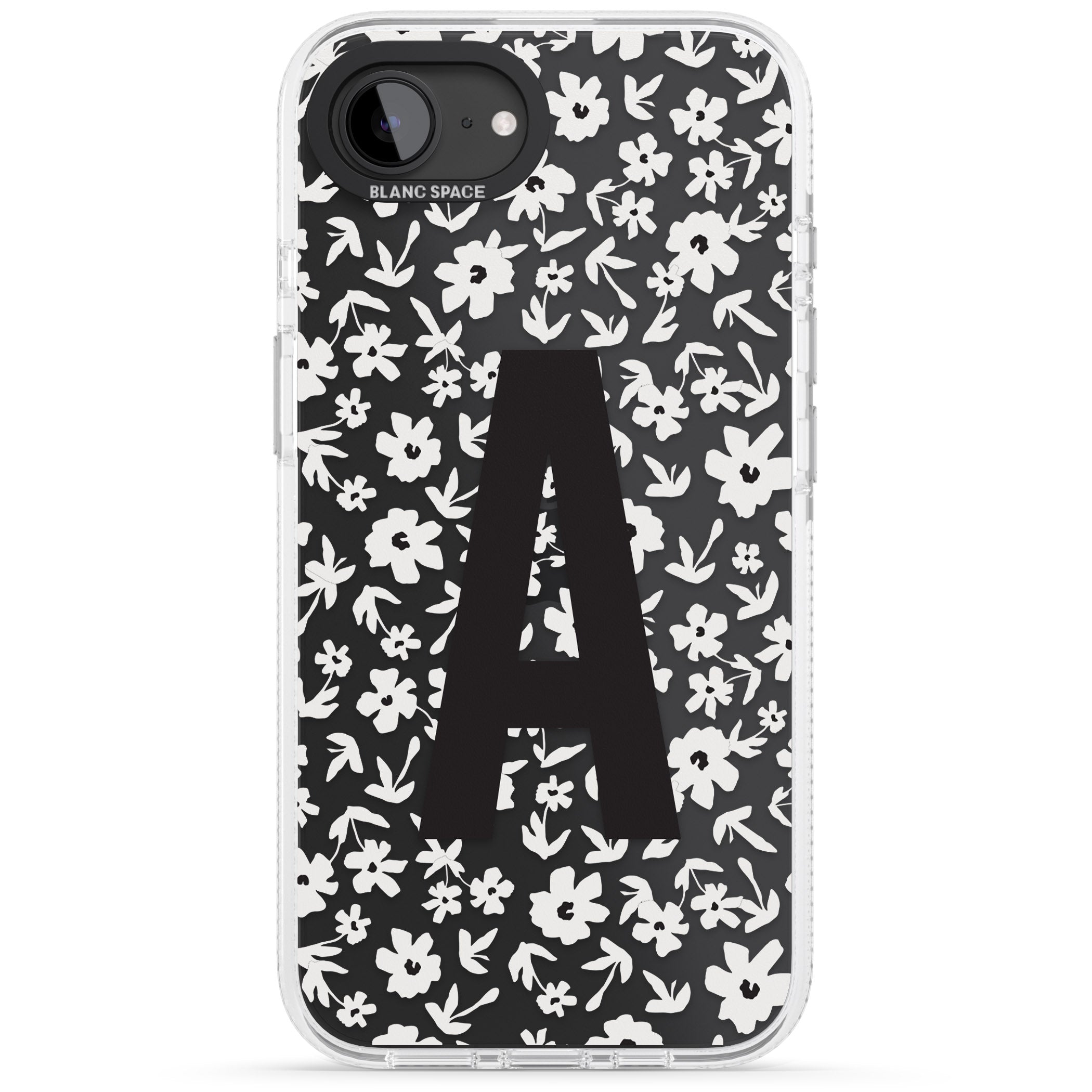 Personalised Floral Pattern Personalised iPhone 16e Clear Case Impact Air - Blanc Space