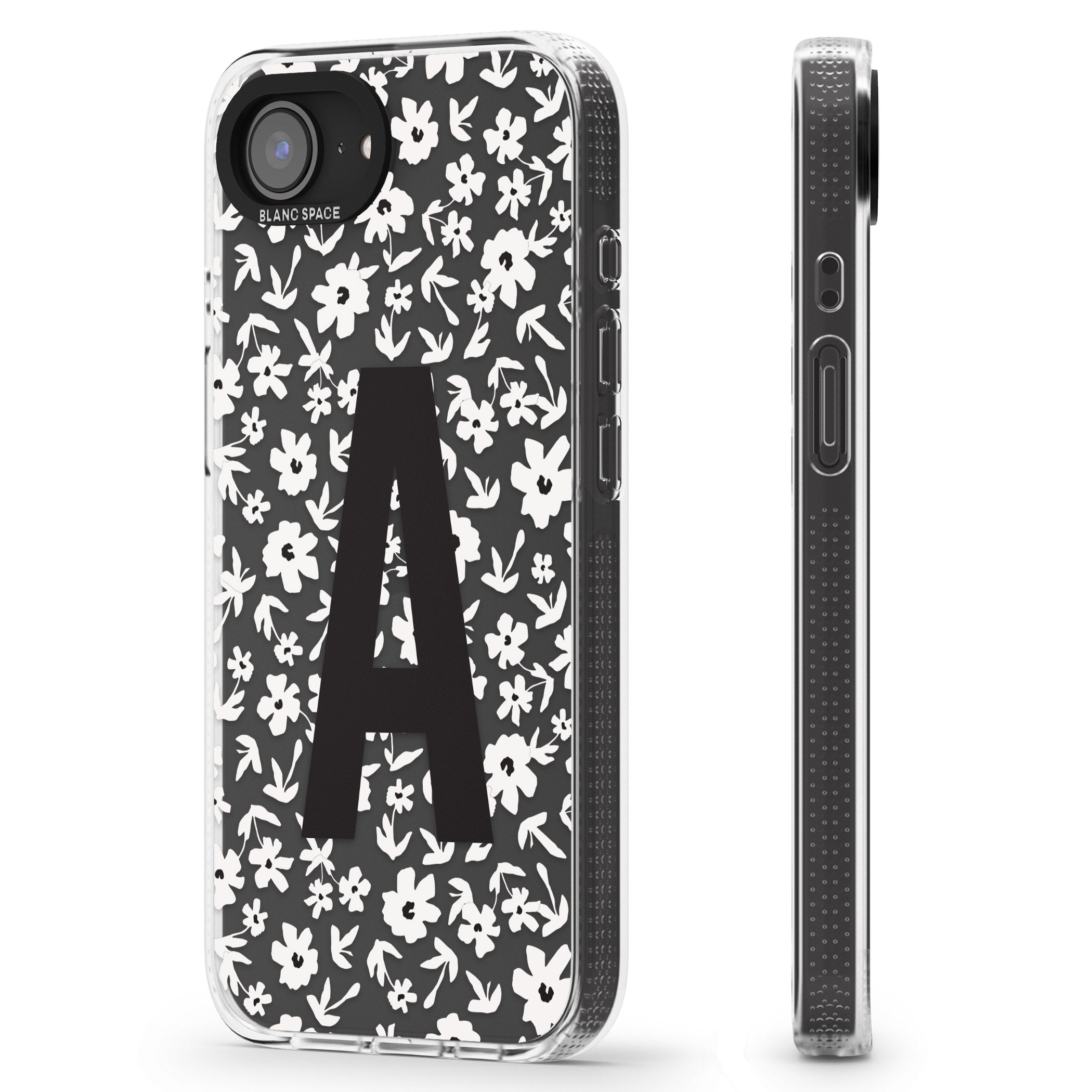 Personalised Floral Pattern Personalised iPhone 16e Clear Case Impact Air - Blanc Space