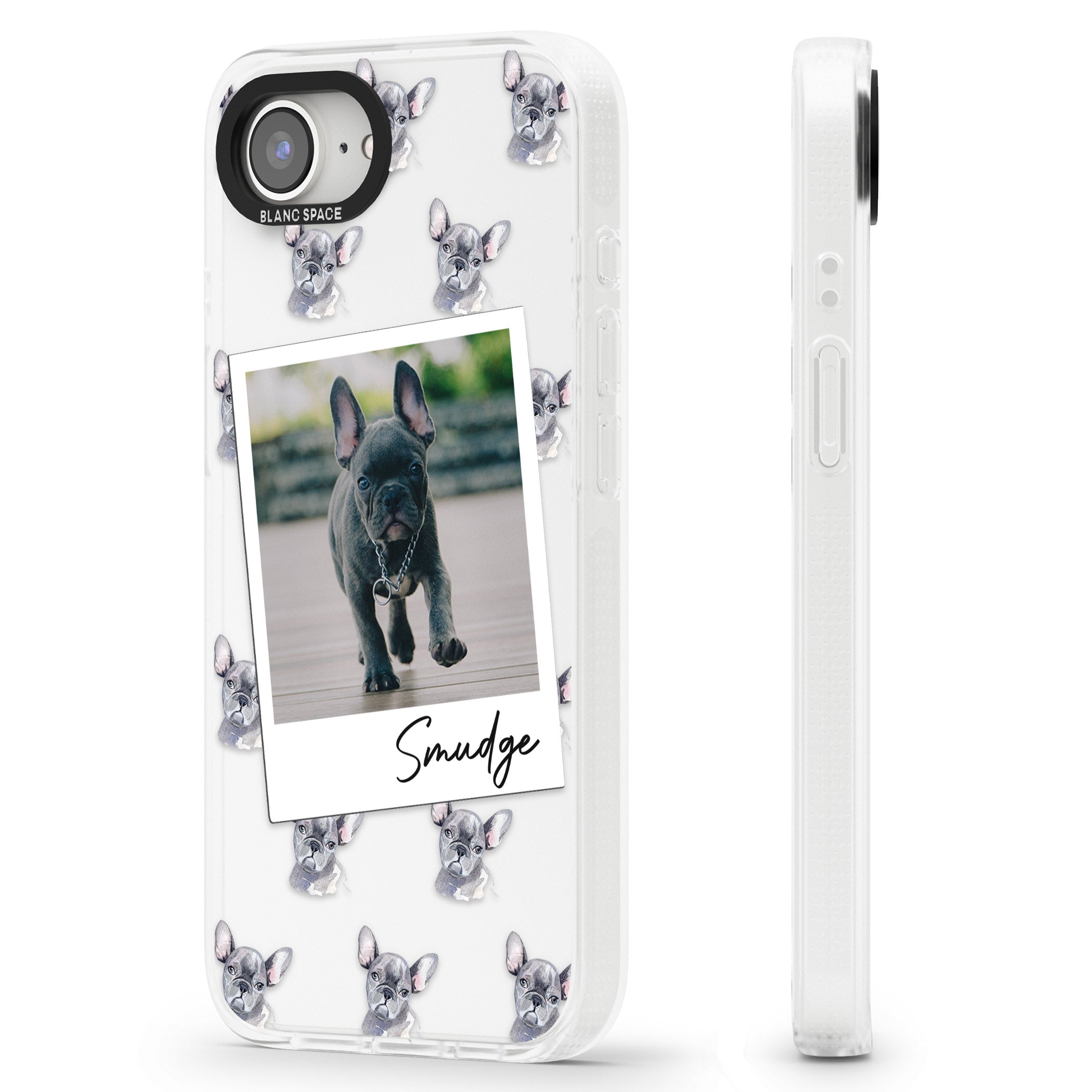 Personalised French Bulldog, Grey - Dog Photo iPhone 16e Clear Case Impact Air - Blanc Space