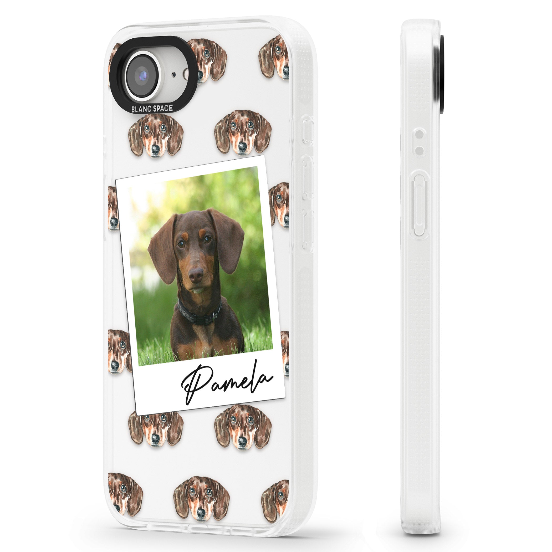 Personalised Dachshund, Brown - Dog Photo iPhone 16e Clear Case Impact Air - Blanc Space