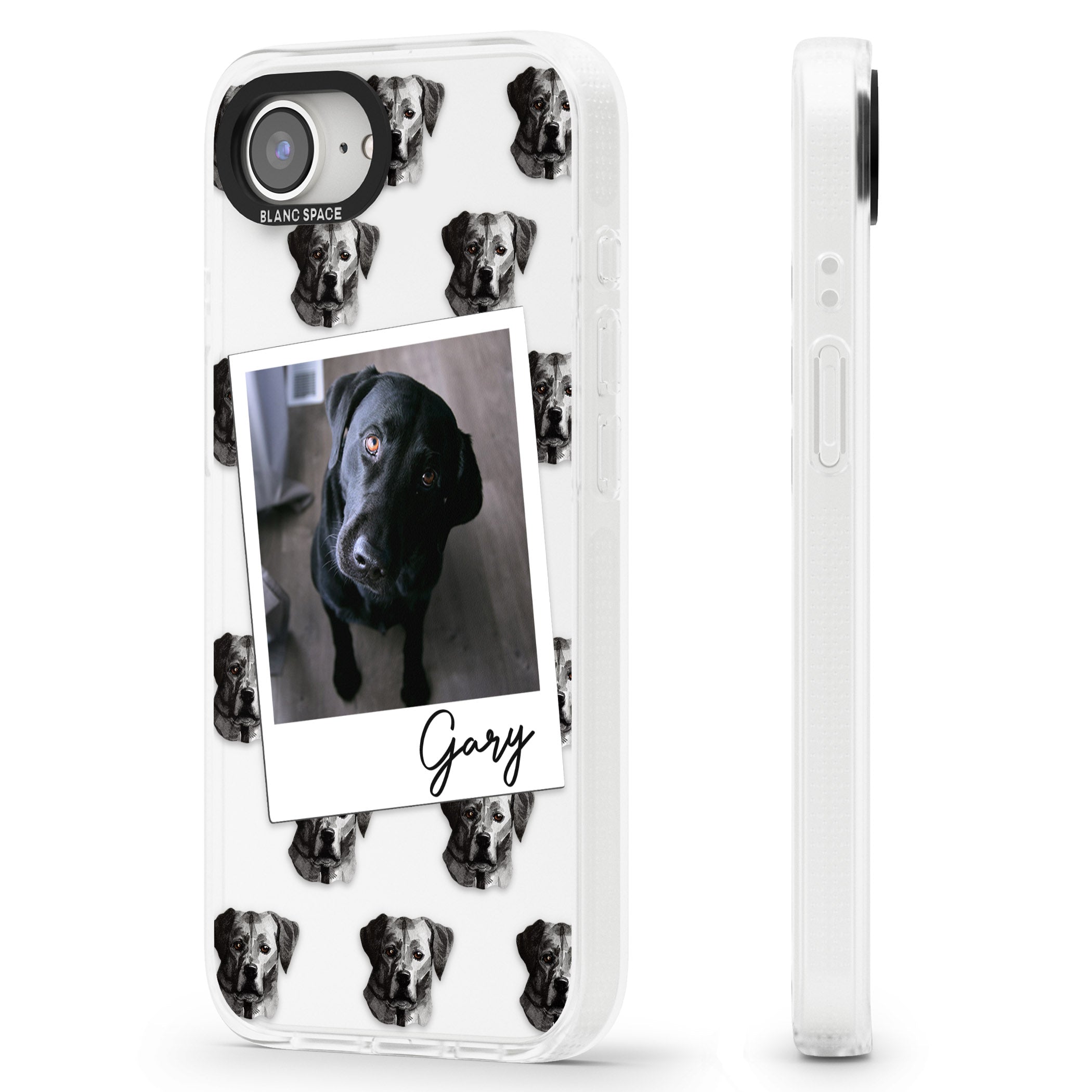 Personalised Labrador, Black - Dog Photo iPhone 16e Clear Case Impact Air - Blanc Space