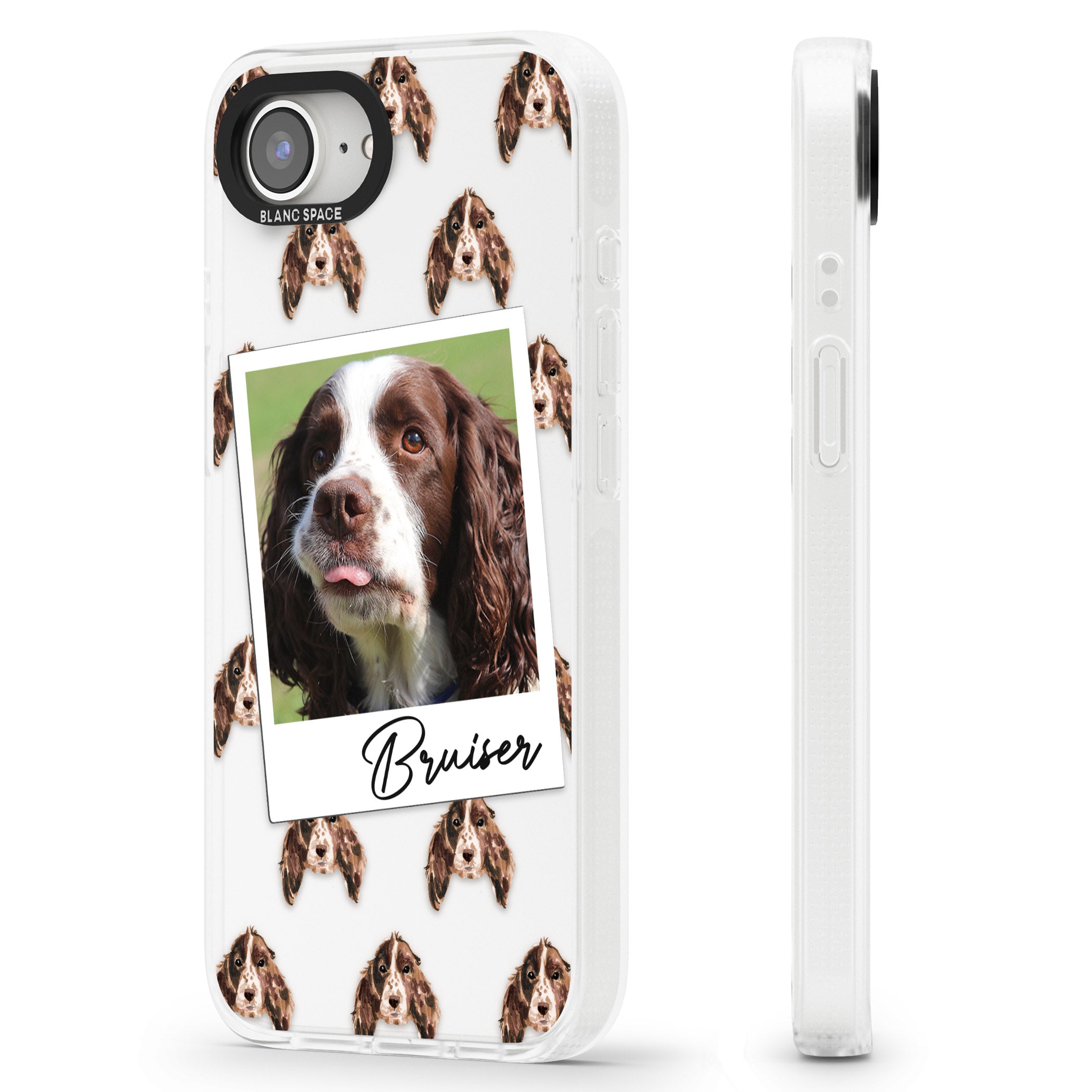 Personalised Springer Spaniel - Dog Photo iPhone 16e Clear Case Impact Air - Blanc Space