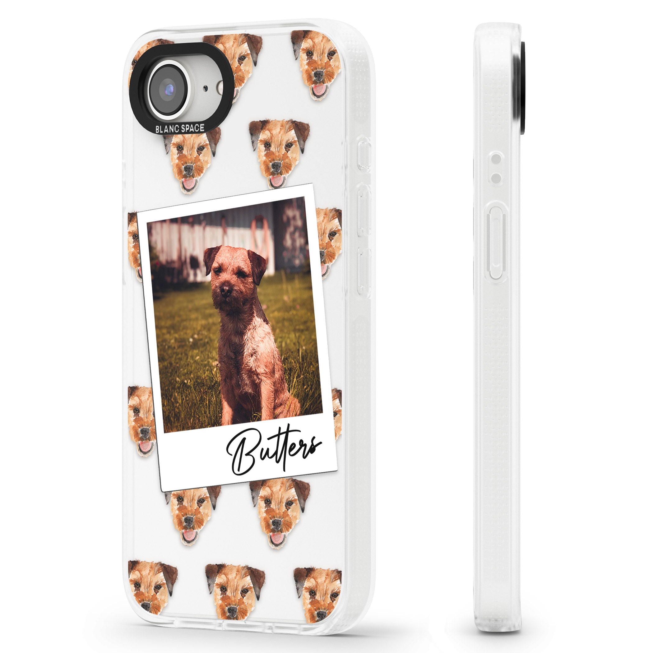 Personalised Border Terrier - Dog Photo iPhone 16e Clear Case Impact Air - Blanc Space