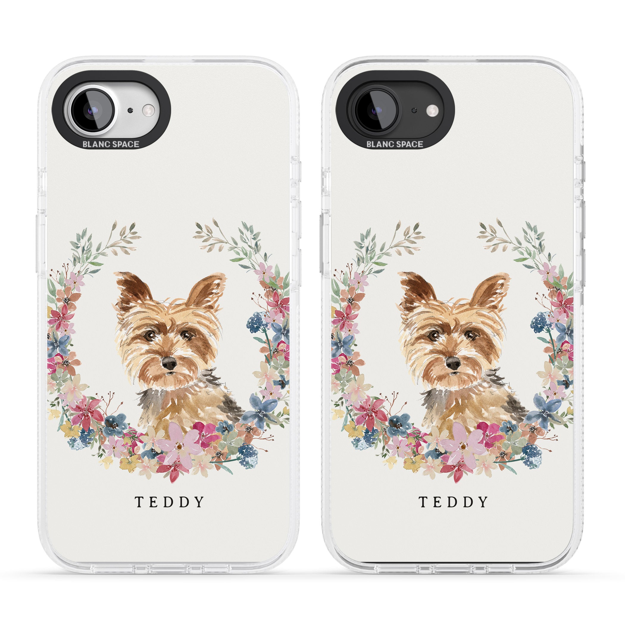 Personalised Yorkshire Terrier - Watercolour Dog Portrait iPhone 16e Clear Case Impact Air - Blanc Space