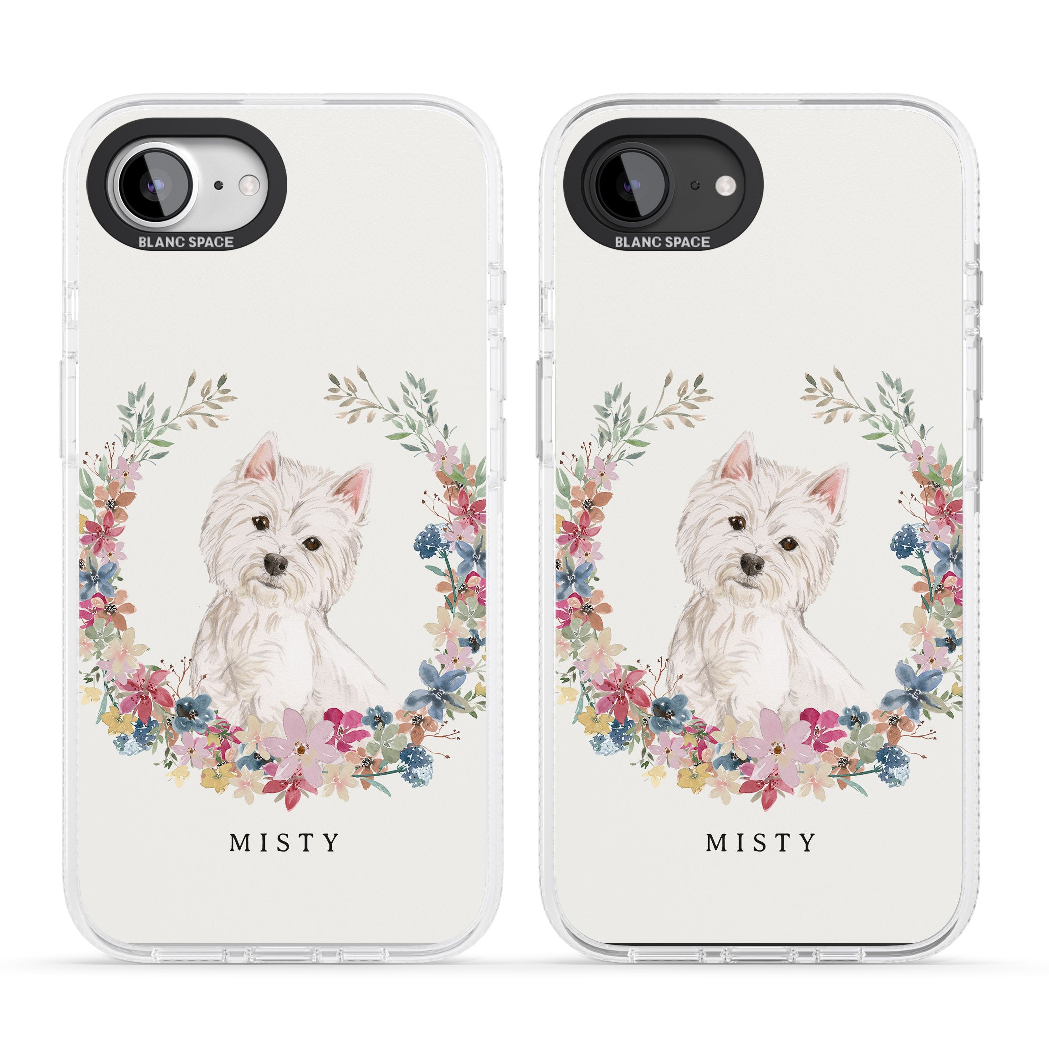 Personalised Westie Watercolour Dog Portrait iPhone 16e Clear Case Impact Air - Blanc Space