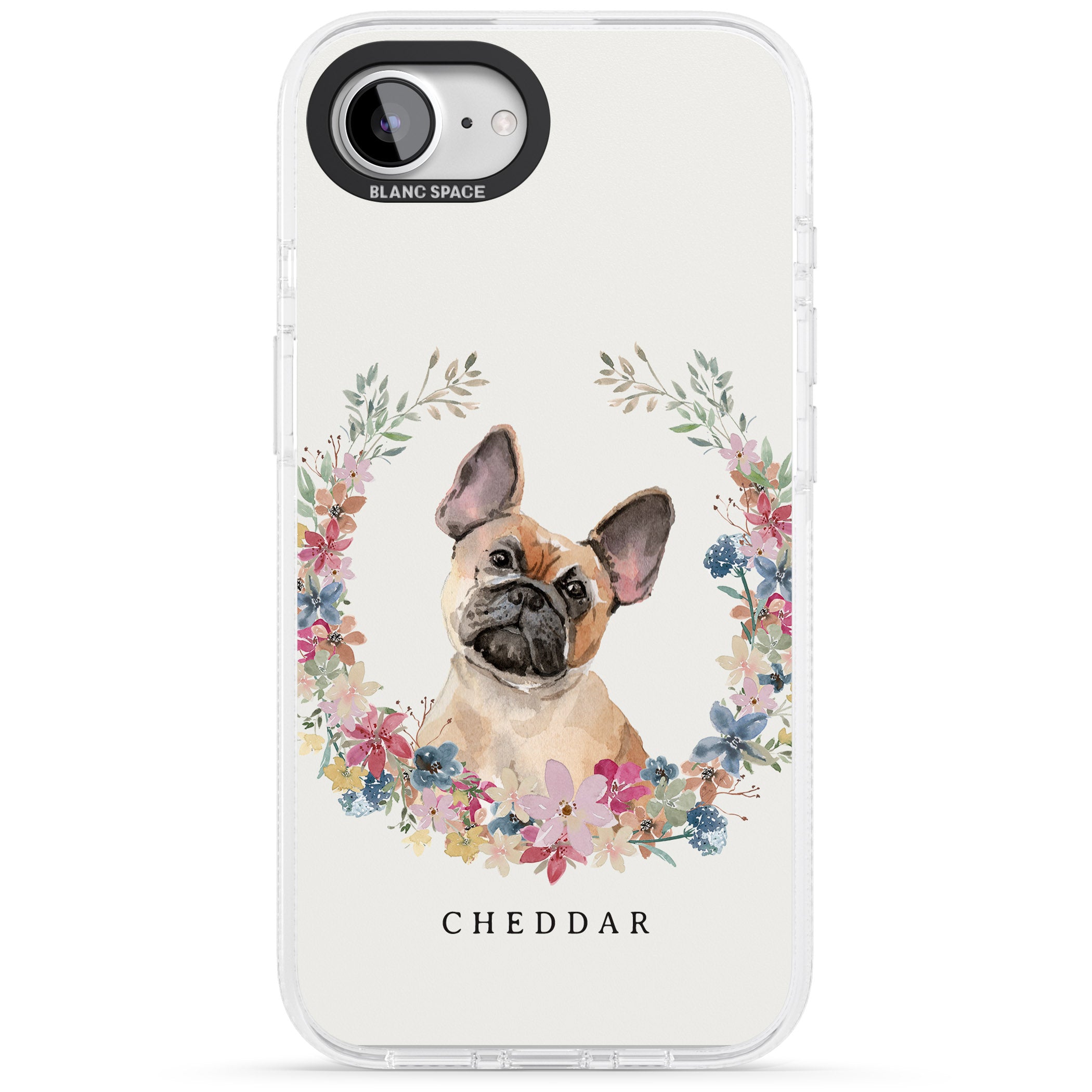 Personalised Tan French Bulldog Watercolour Dog Portrait iPhone 16e Clear Case Impact Air - Blanc Space