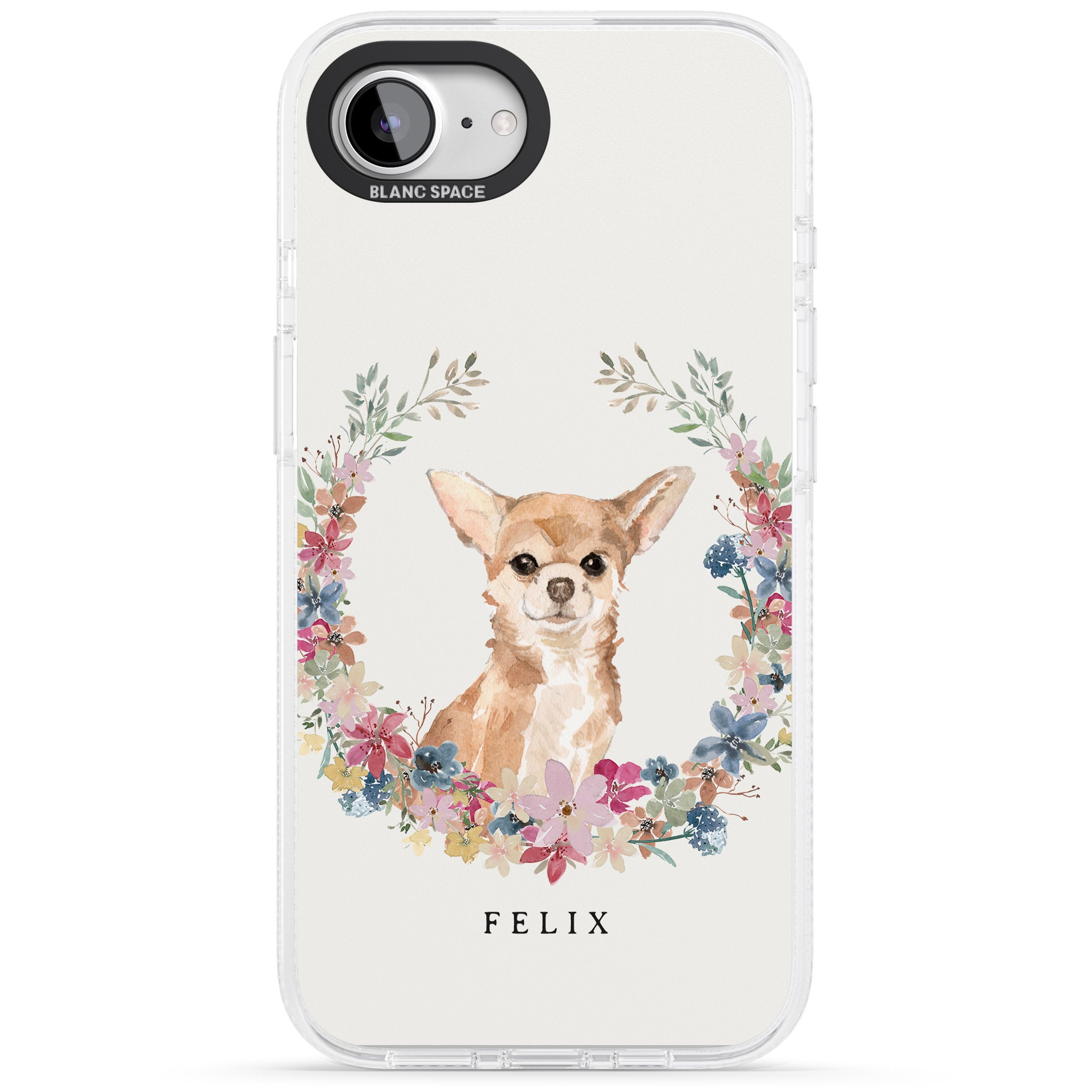 Personalised Chihuahua - Watercolour Dog Portrait iPhone 16e Clear Case Impact Air - Blanc Space