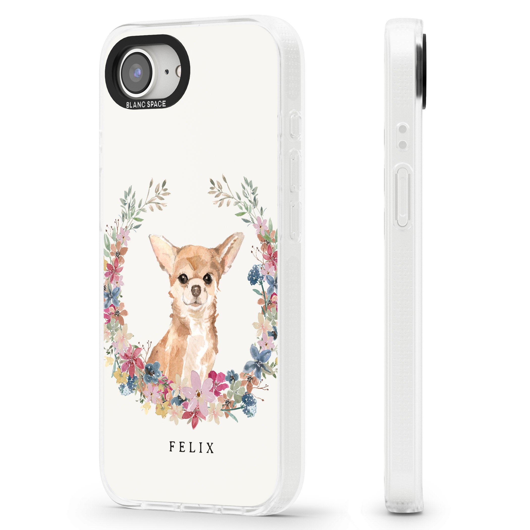 Personalised Chihuahua - Watercolour Dog Portrait iPhone 16e Clear Case Impact Air - Blanc Space