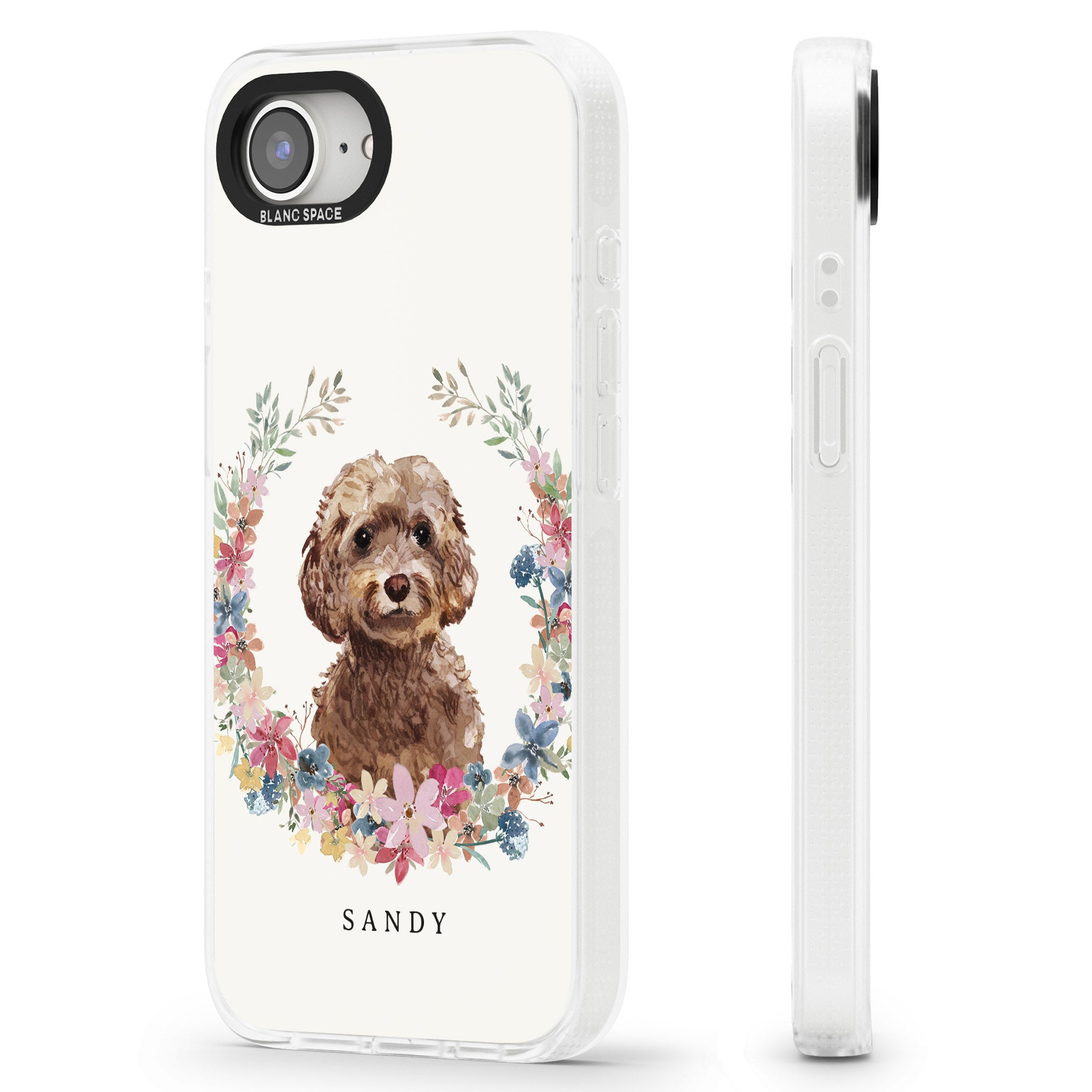 Personalised Brown Cockapoo - Watercolour Dog Portrait iPhone 16e Clear Case Impact Air - Blanc Space