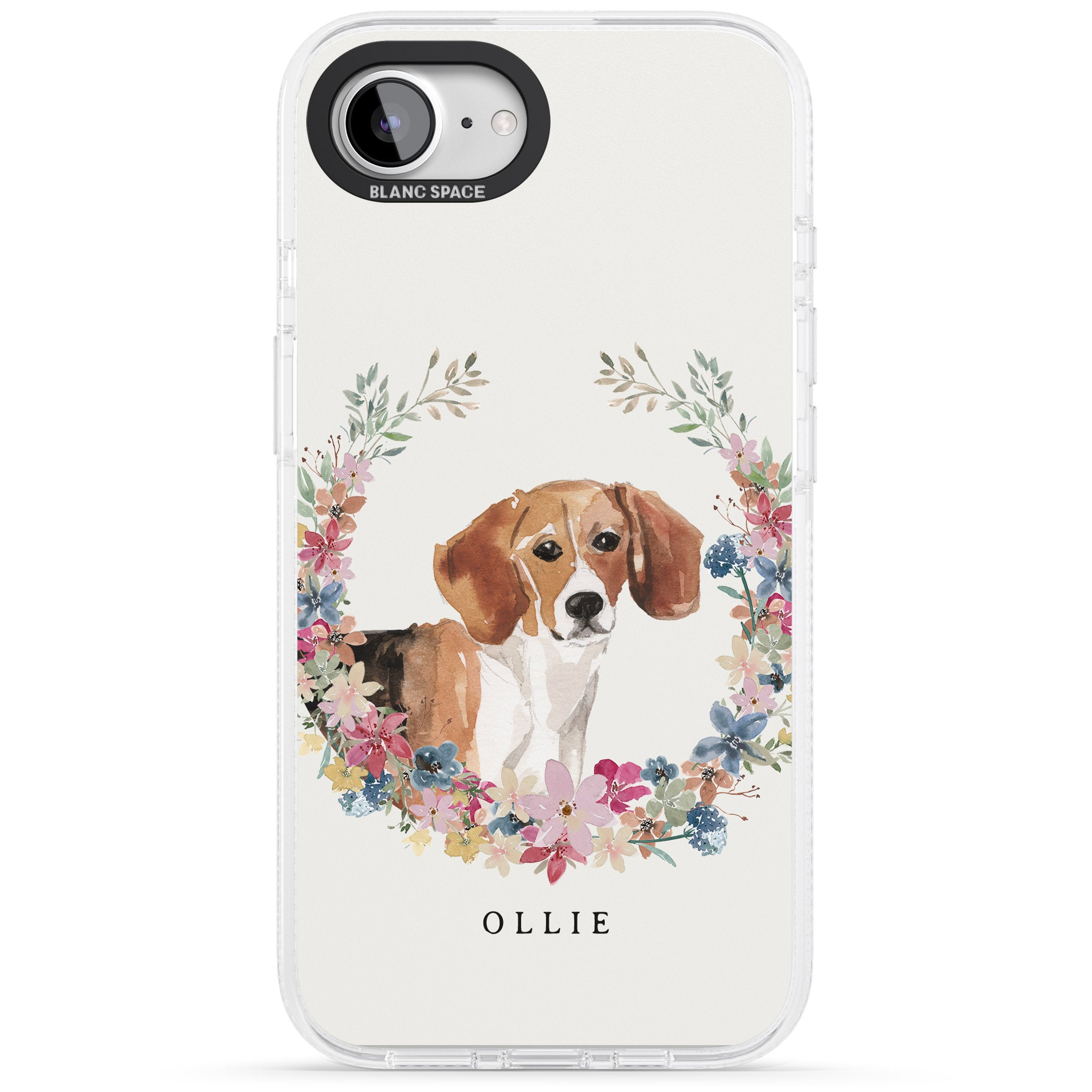 Personalised Beagle - Watercolour Dog Portrait iPhone 16e Clear Case Impact Air - Blanc Space