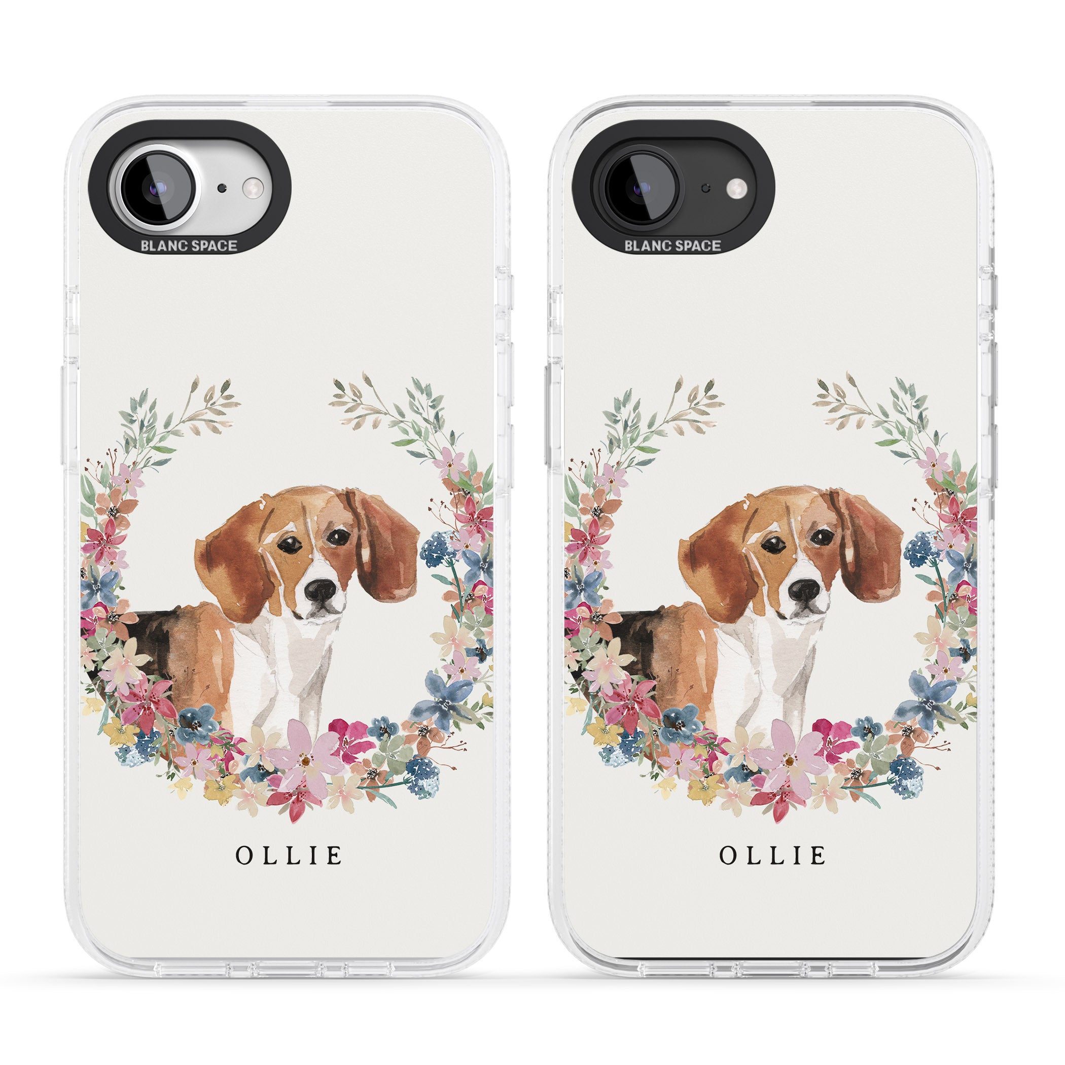 Personalised Beagle - Watercolour Dog Portrait iPhone 16e Clear Case Impact Air - Blanc Space