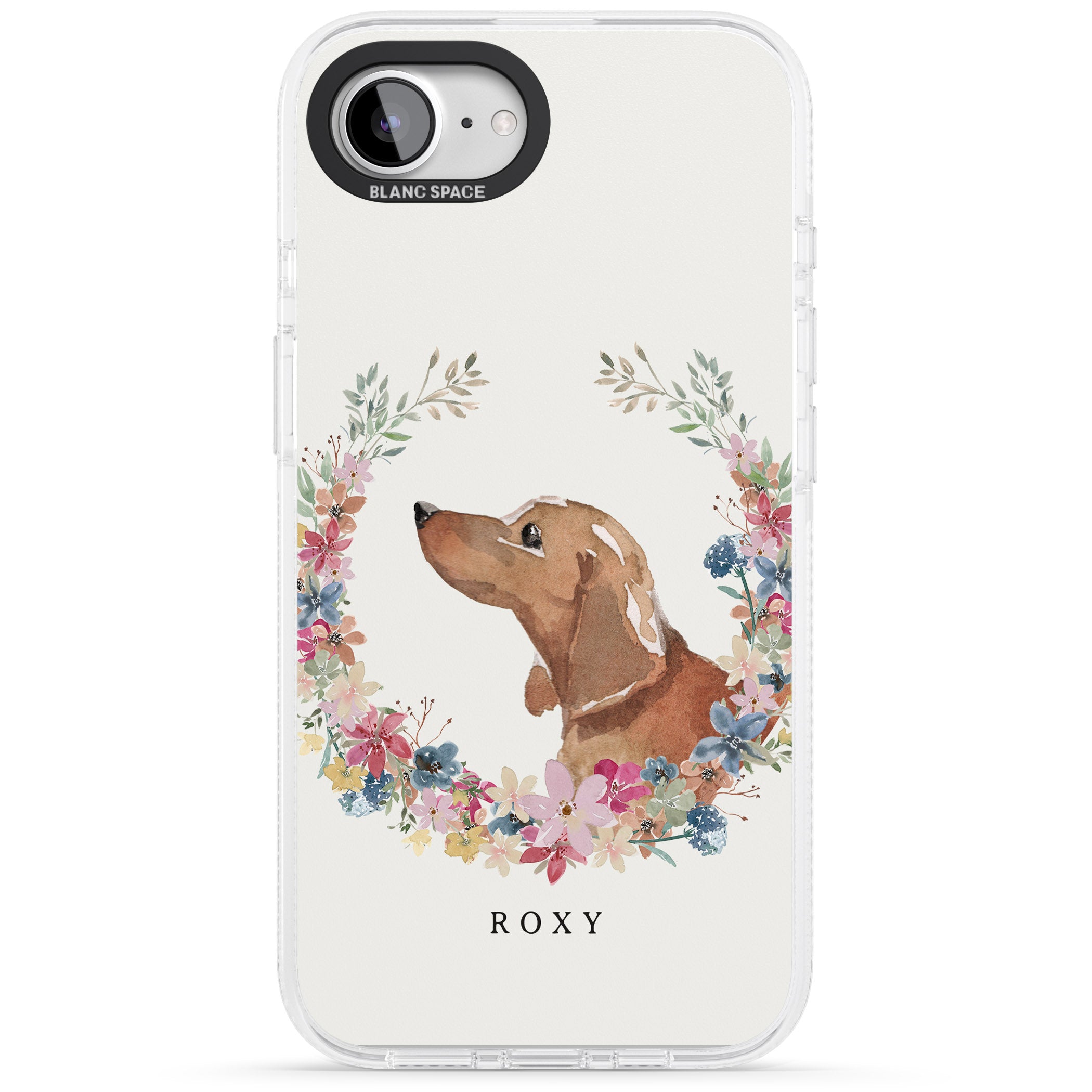 Personalised Tan Dachshund - Watercolour Dog Portrait iPhone 16e Clear Case Impact Air - Blanc Space