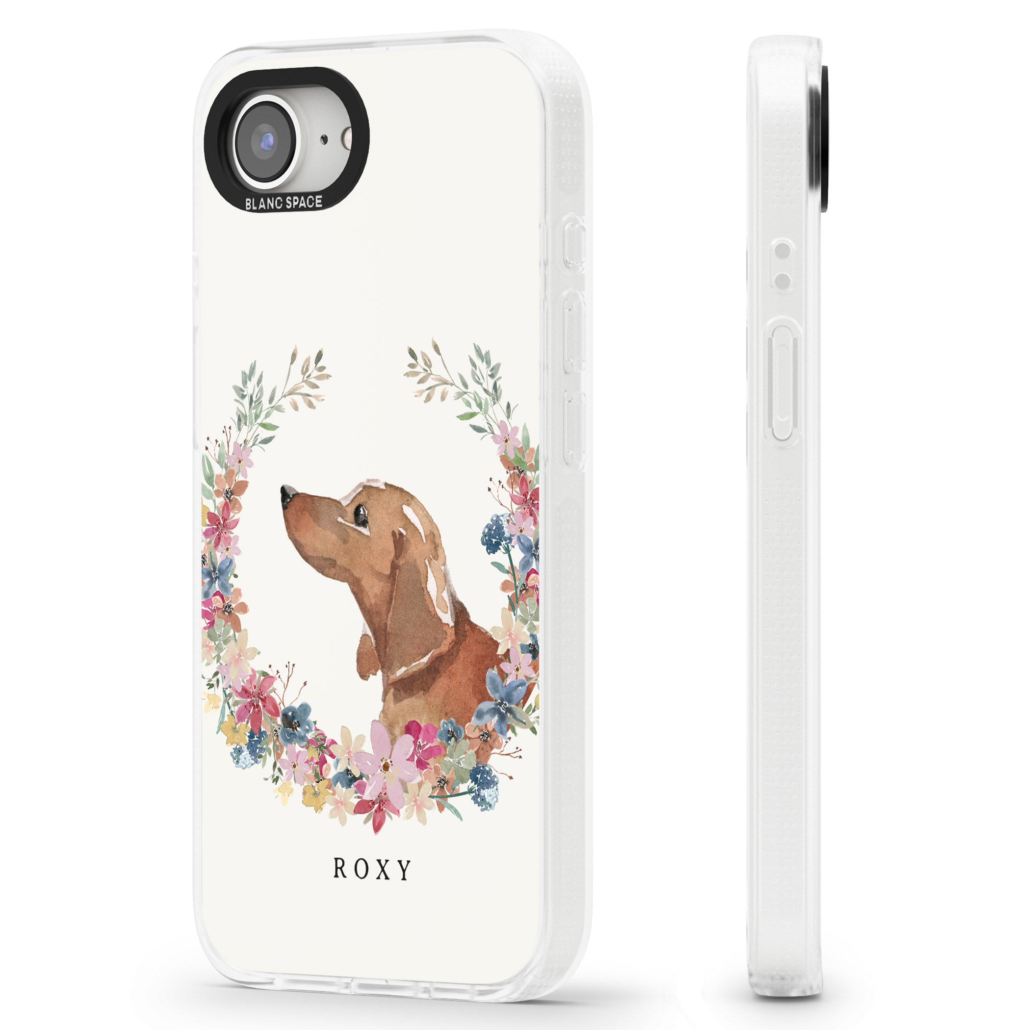 Personalised Tan Dachshund - Watercolour Dog Portrait iPhone 16e Clear Case Impact Air - Blanc Space