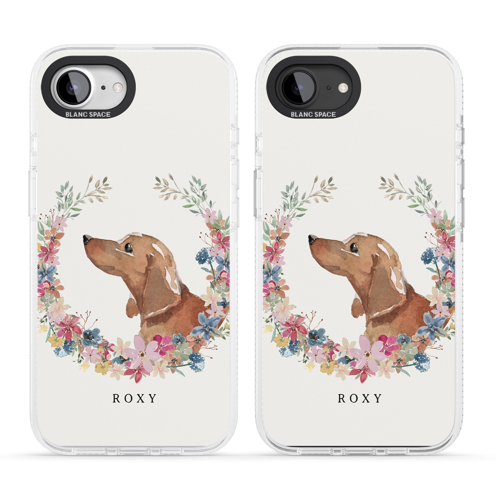 Personalised Tan Dachshund - Watercolour Dog Portrait iPhone 16e Clear Case Impact Air - Blanc Space