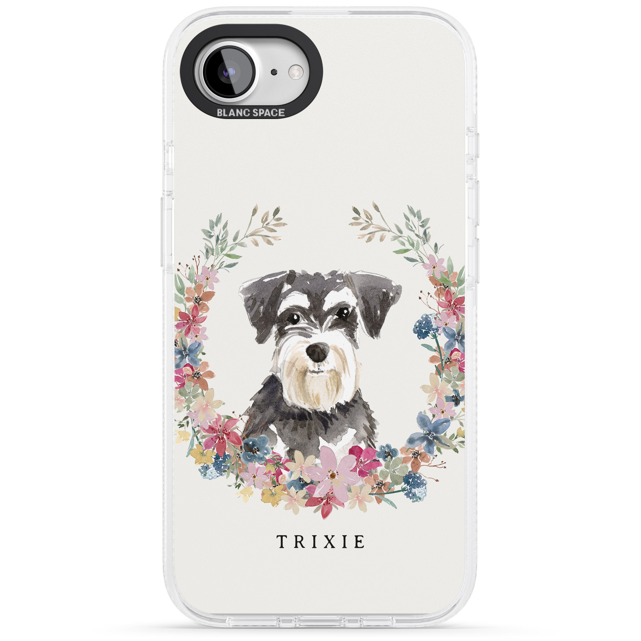 Personalised Miniature Schnauzer - Watercolour Dog Portrait iPhone 16e Clear Case Impact Air - Blanc Space