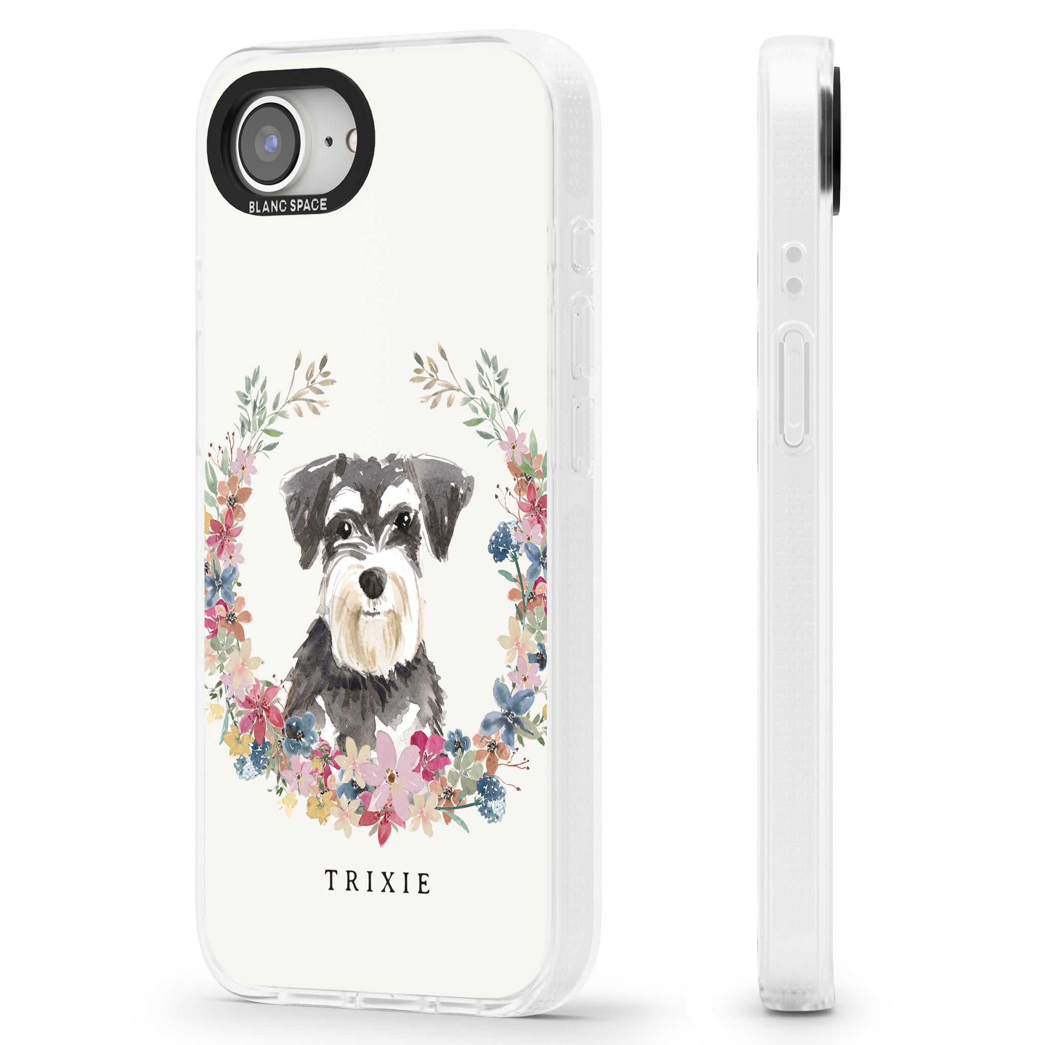 Personalised Miniature Schnauzer - Watercolour Dog Portrait iPhone 16e Clear Case Impact Air - Blanc Space