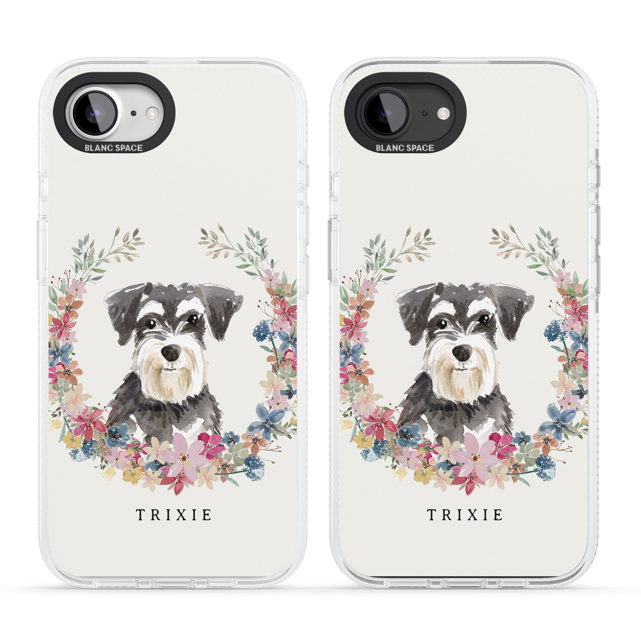 Personalised Miniature Schnauzer - Watercolour Dog Portrait iPhone 16e Clear Case Impact Air - Blanc Space