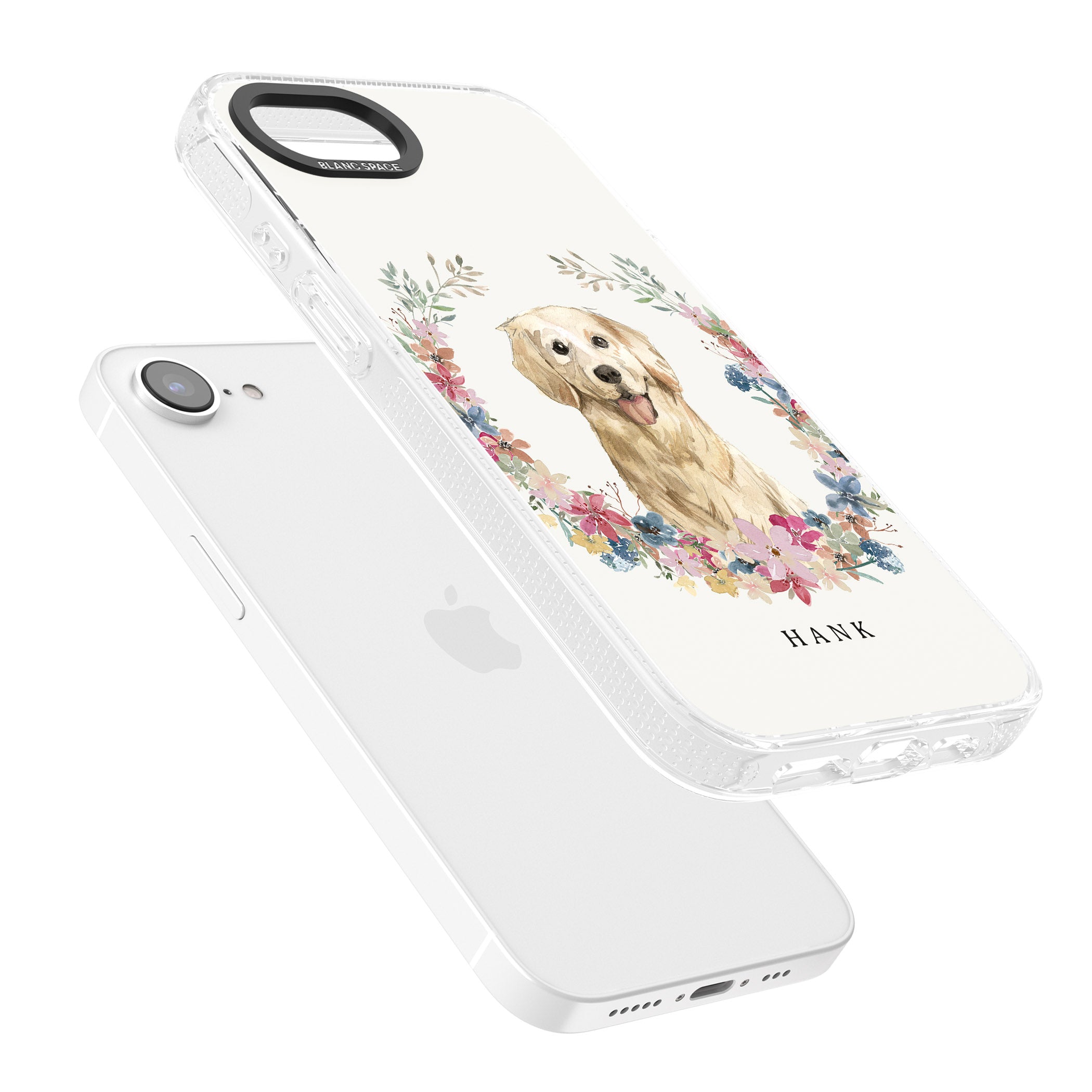 Personalised Golden Retriever - Watercolour Dog Portrait iPhone 16e Clear Case Impact Air - Blanc Space