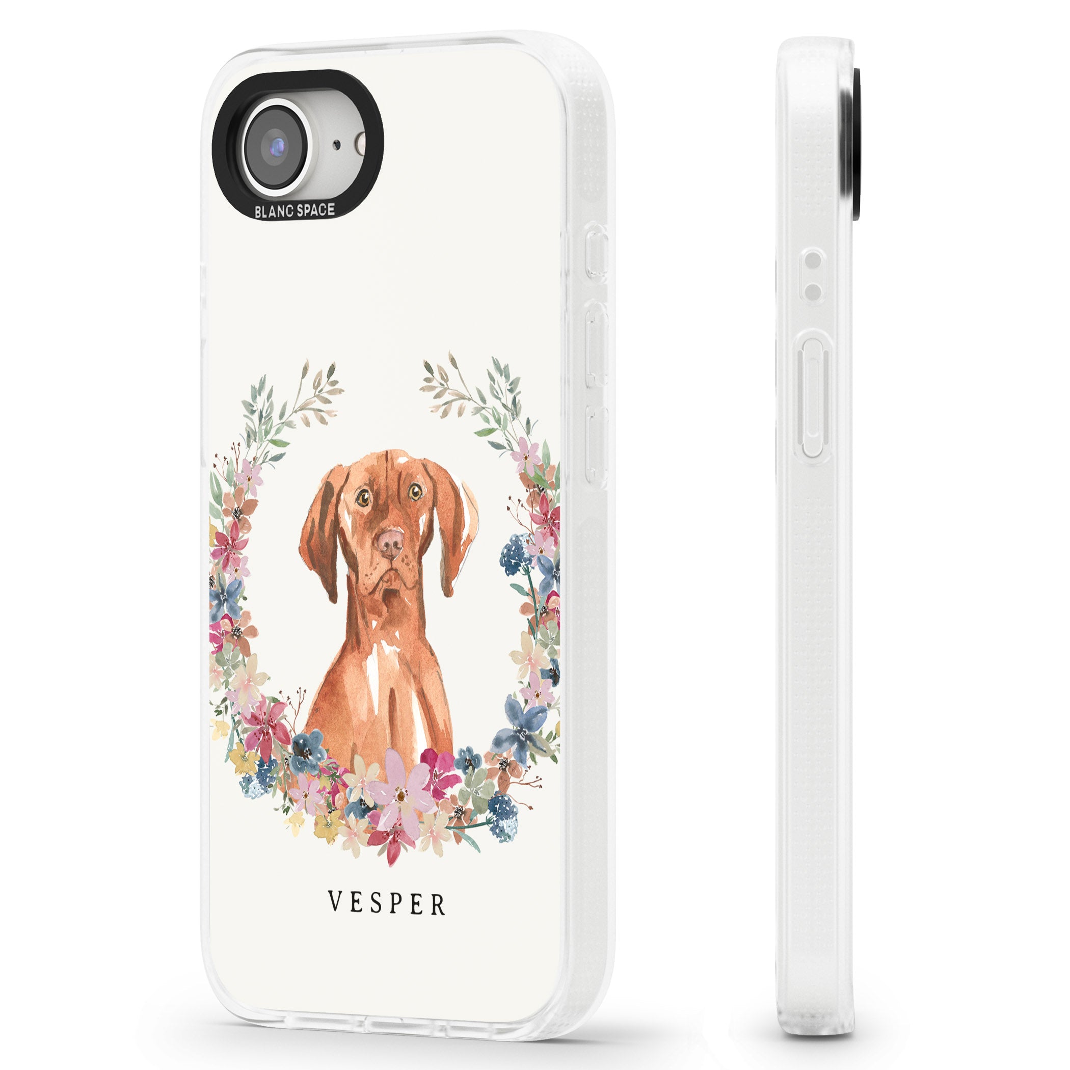 Personalised Hungarian Vizsla - Watercolour Dog Portrait iPhone 16e Clear Case Impact Air - Blanc Space