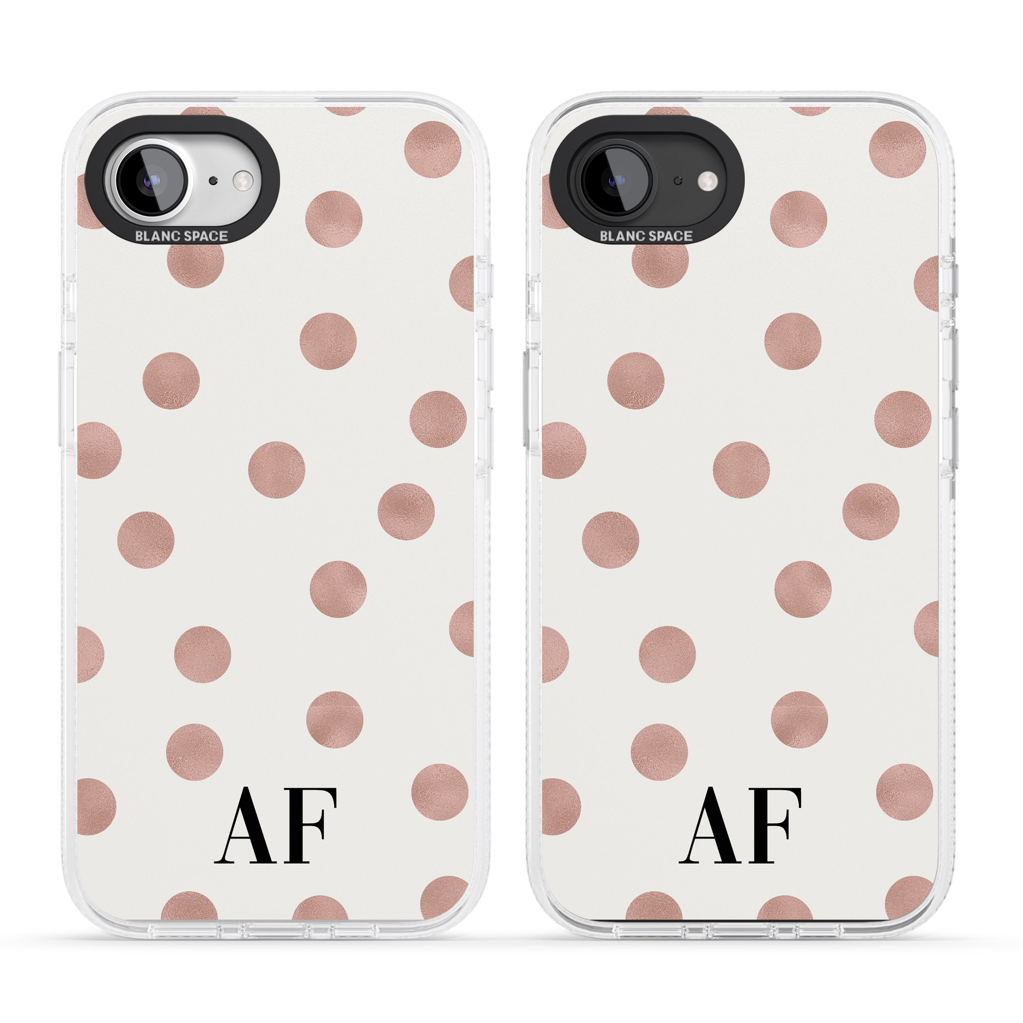Personalised Initials & Dots iPhone 16e Clear Case Impact Air - Blanc Space