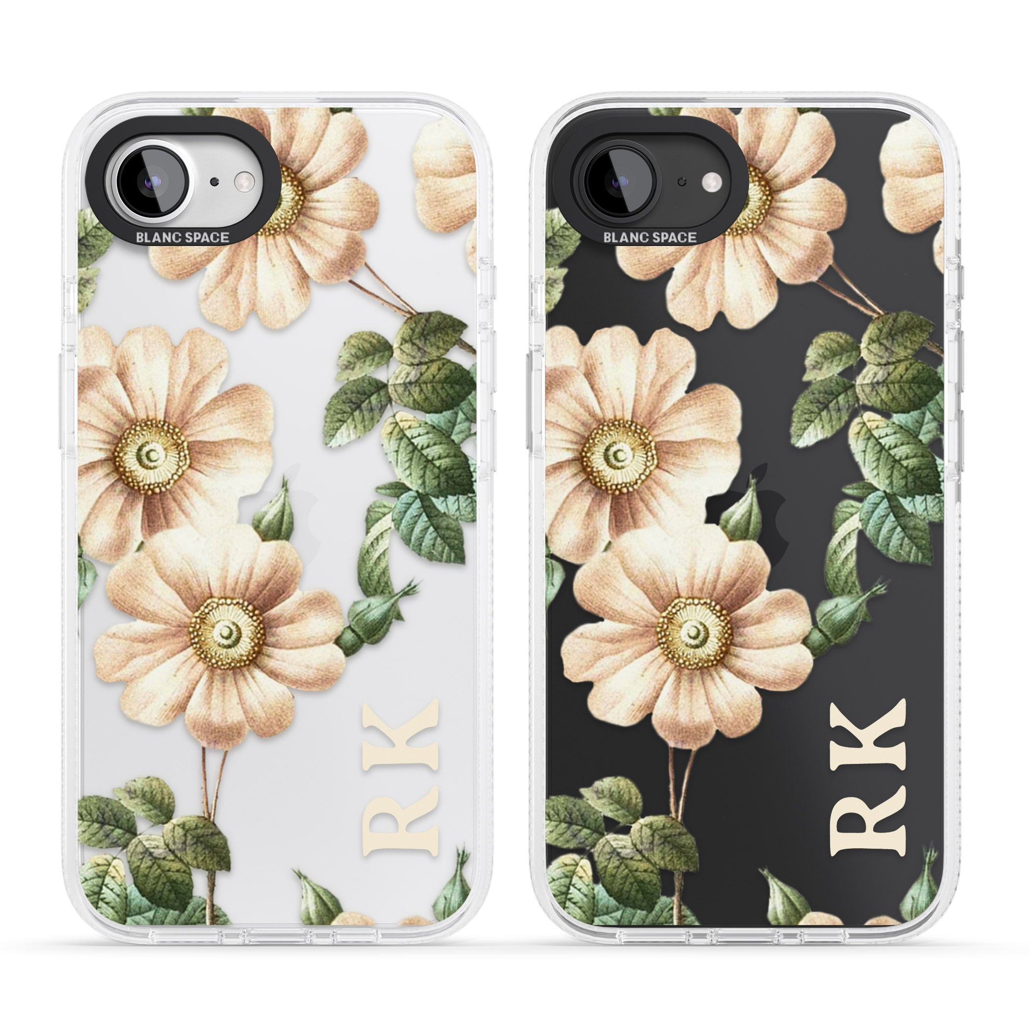 Personalised Clear Vintage Floral Cream Anemones iPhone 16e Clear Case Impact Air - Blanc Space
