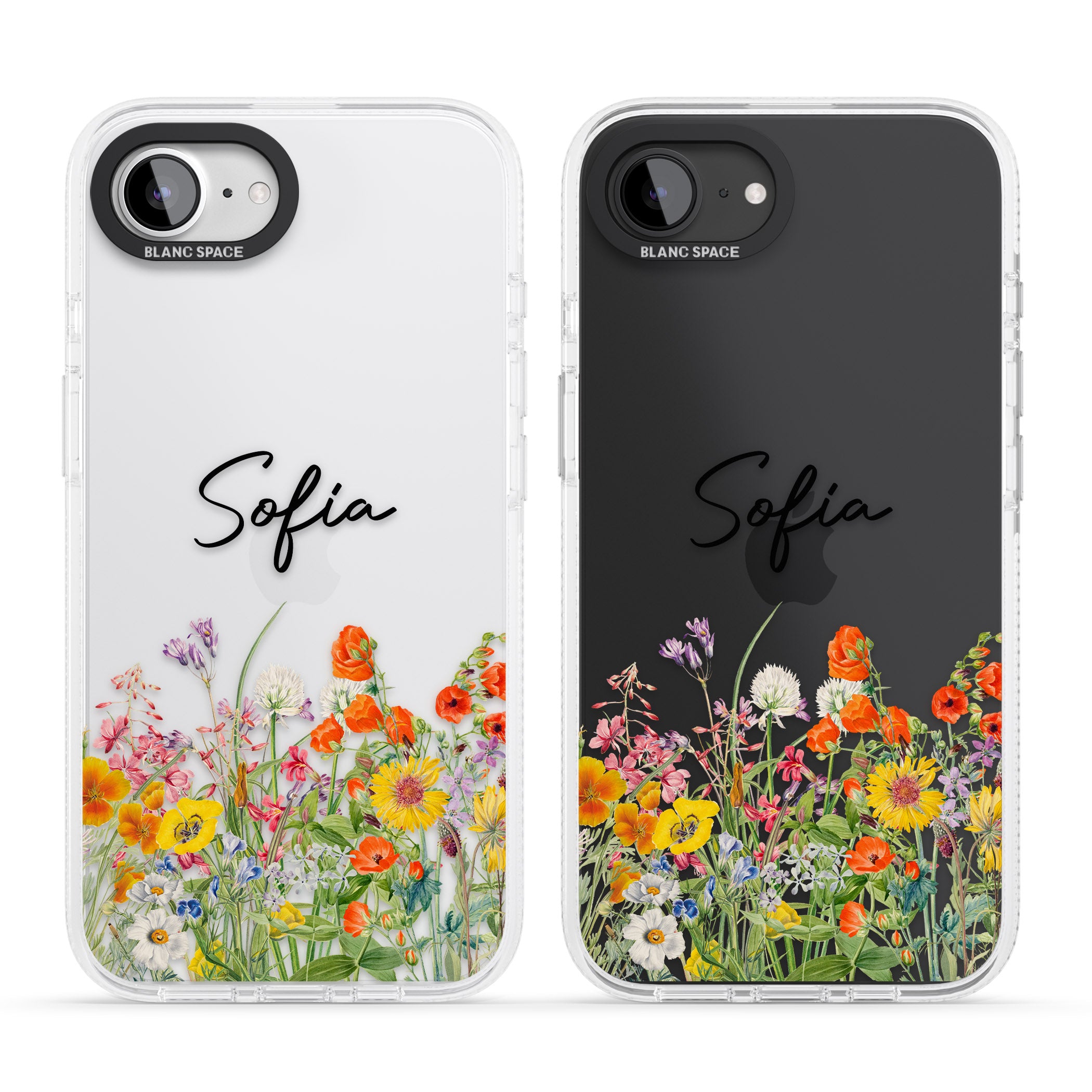 Personalised Summer Wildflowers iPhone 16e Clear Case Impact Air - Blanc Space