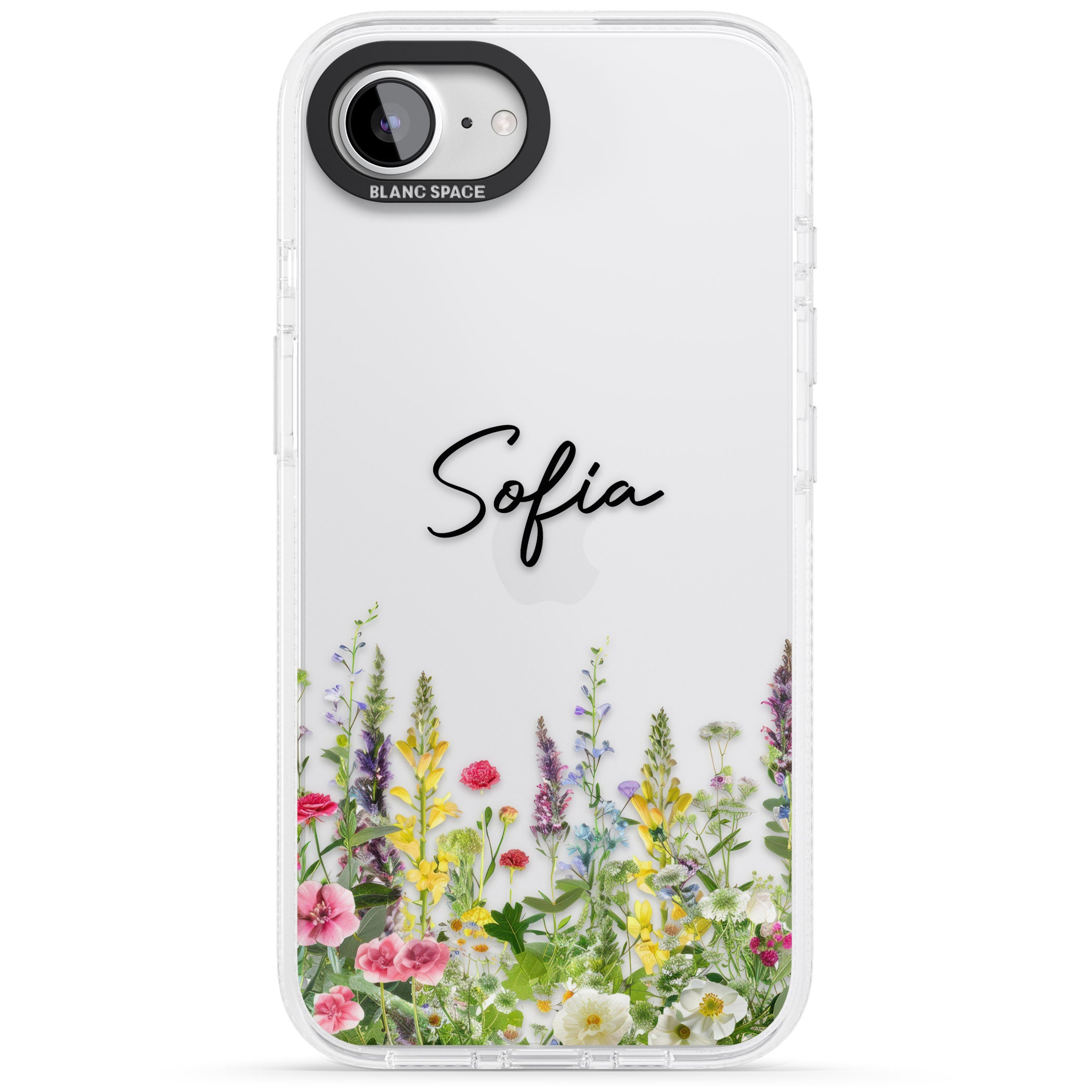 Personalised Garden Wildfowers iPhone 16e Clear Case Impact Air - Blanc Space