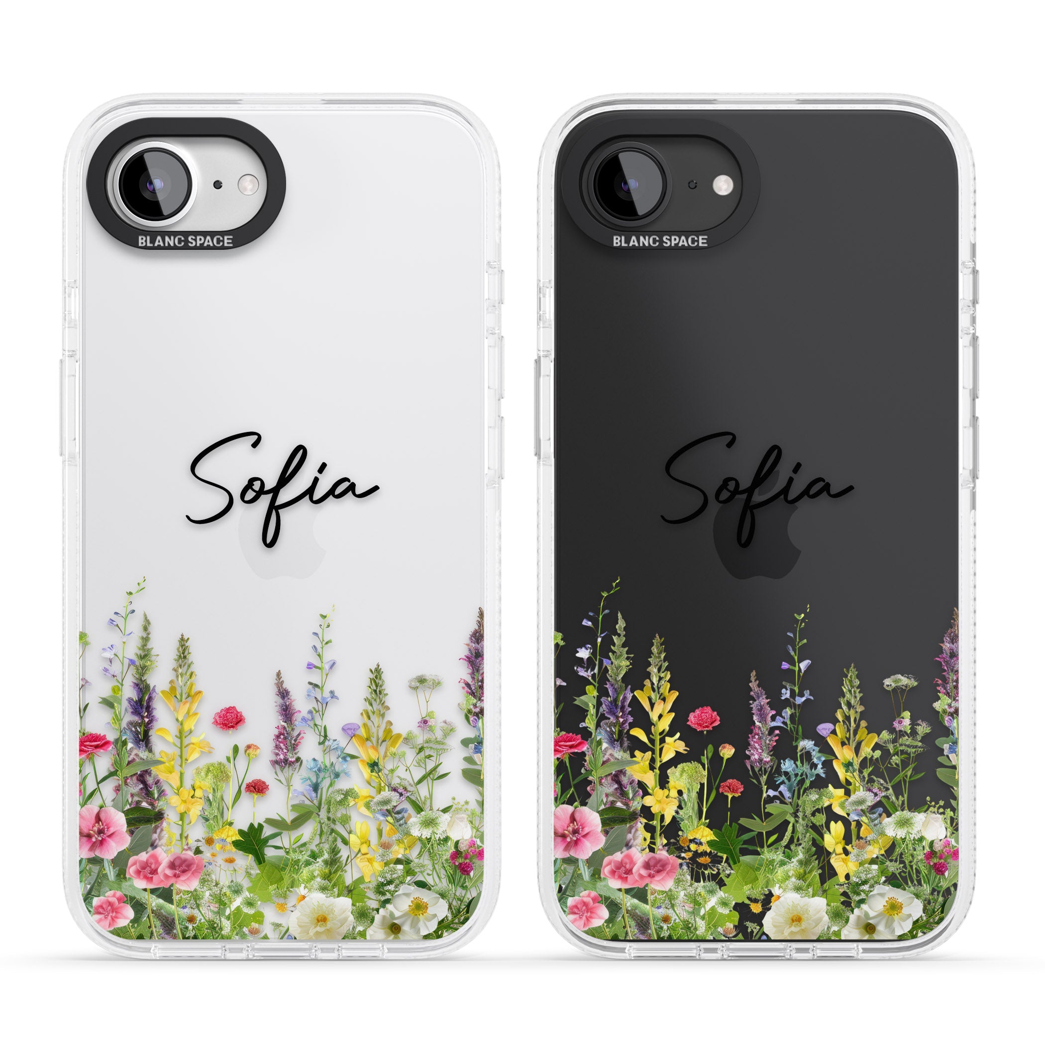 Personalised Garden Wildfowers iPhone 16e Clear Case Impact Air - Blanc Space