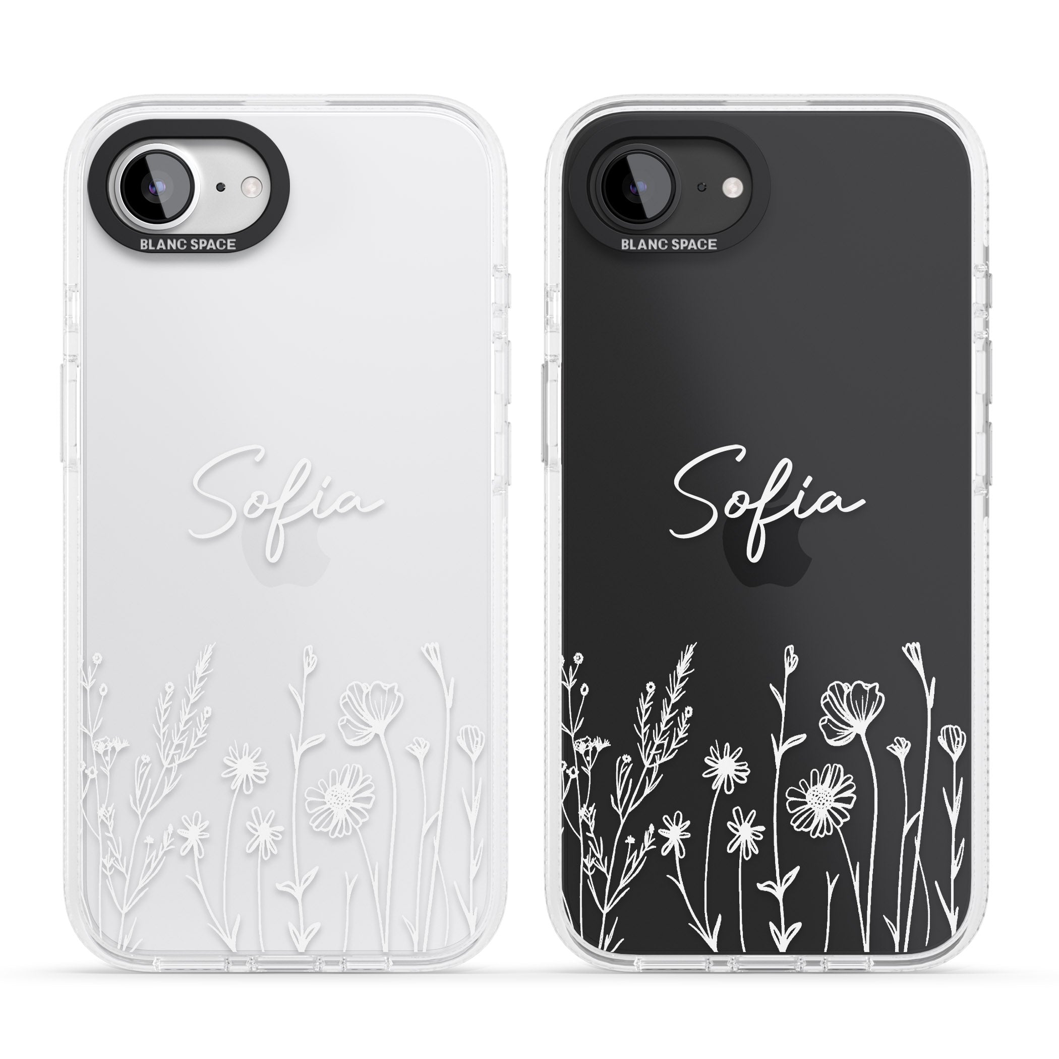 Personalised White Wildflowers iPhone 16e Clear Case Impact Air - Blanc Space