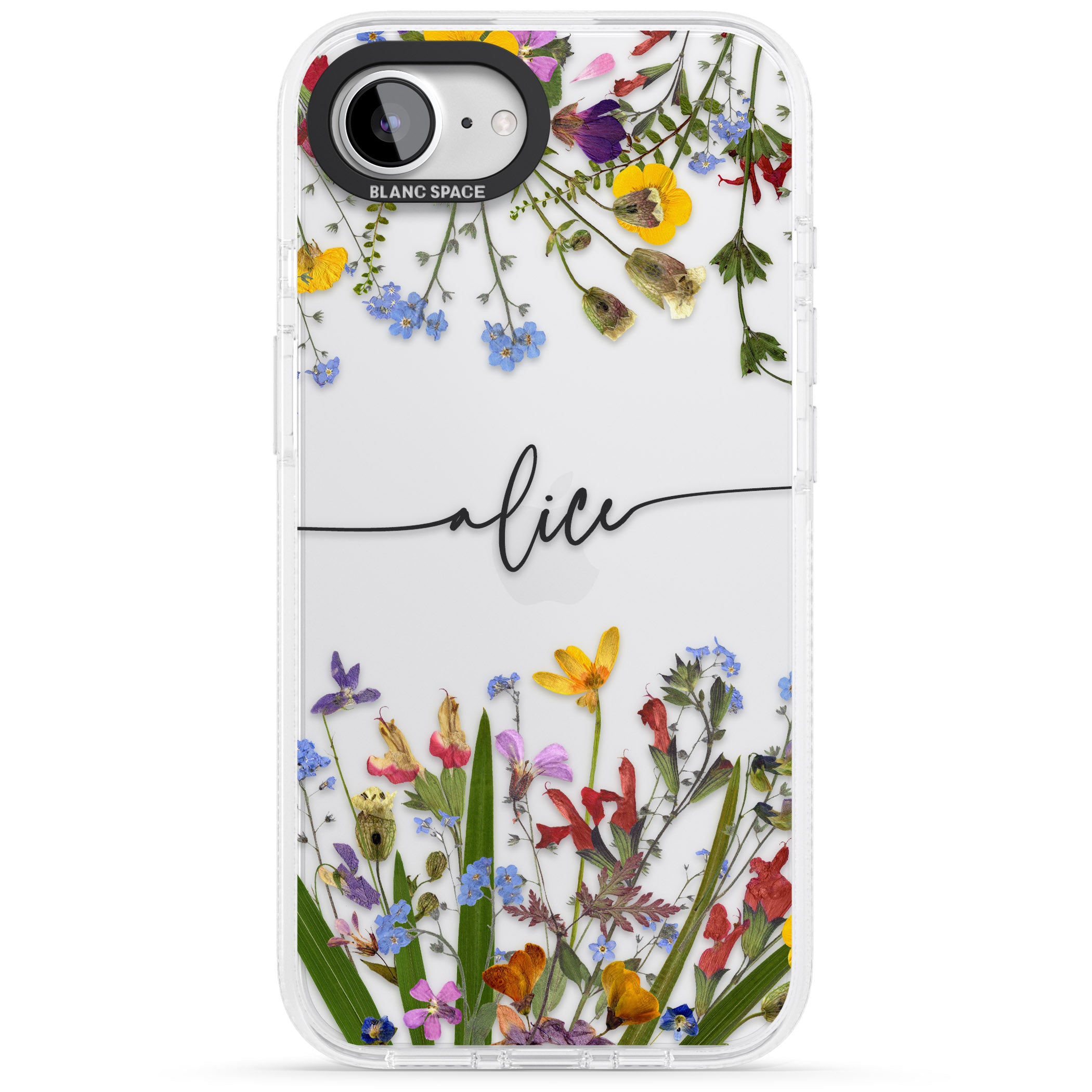 Personalised Wildflower Floral iPhone 16e Clear Case Impact Air - Blanc Space