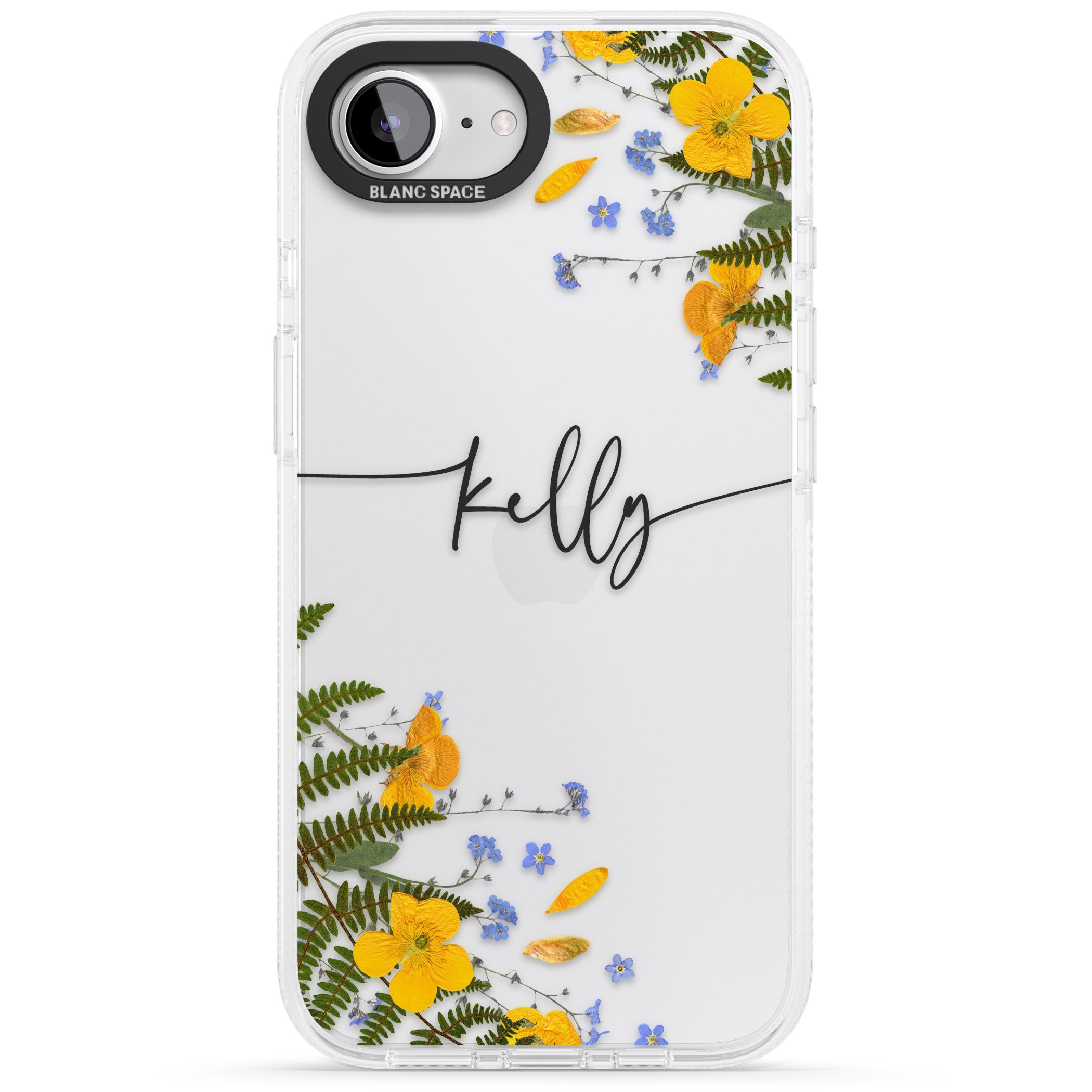 Personalised Ferns & Wildflowers iPhone 16e Clear Case Impact Air - Blanc Space