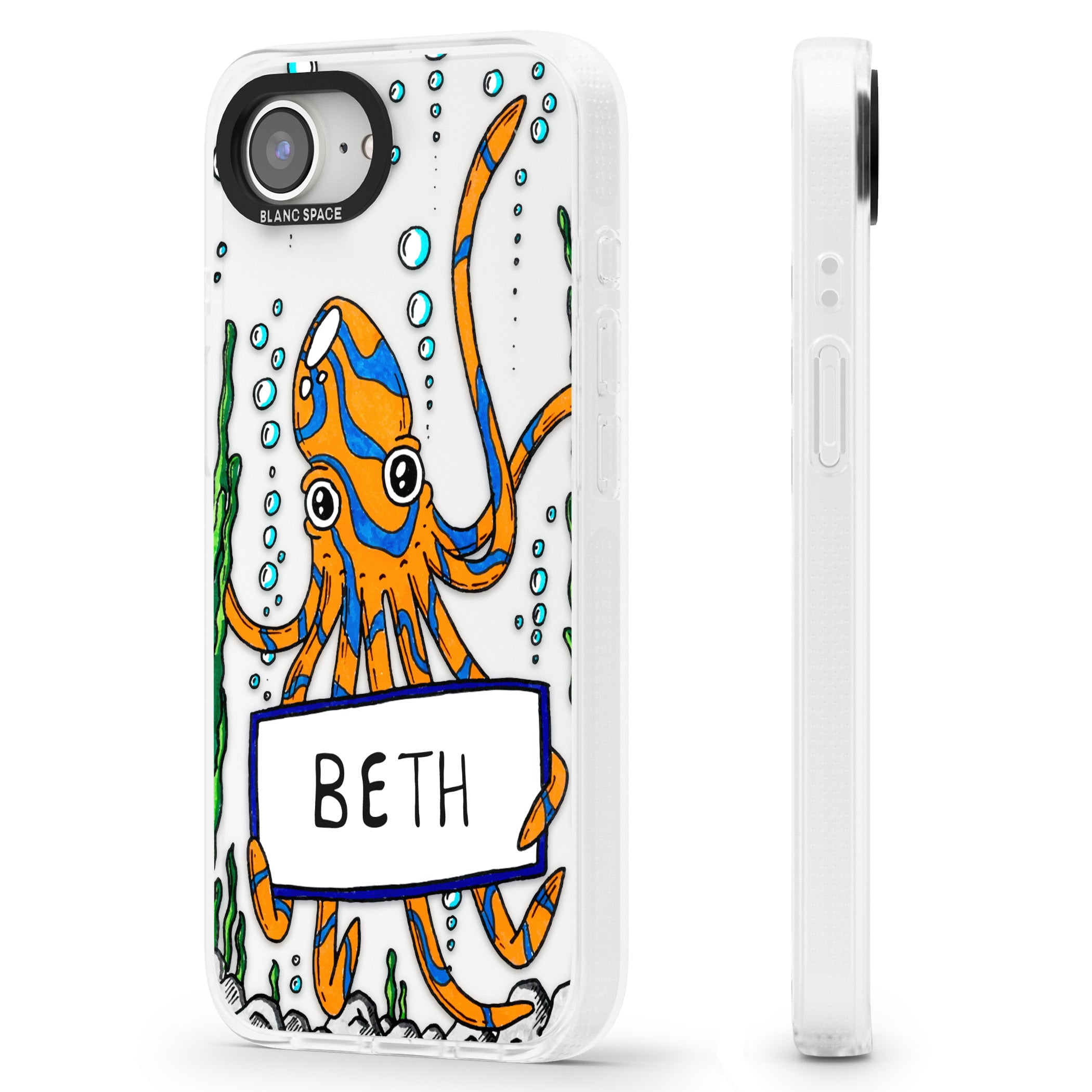 Personalised Octo iPhone 16e Clear Case Impact Air - Blanc Space