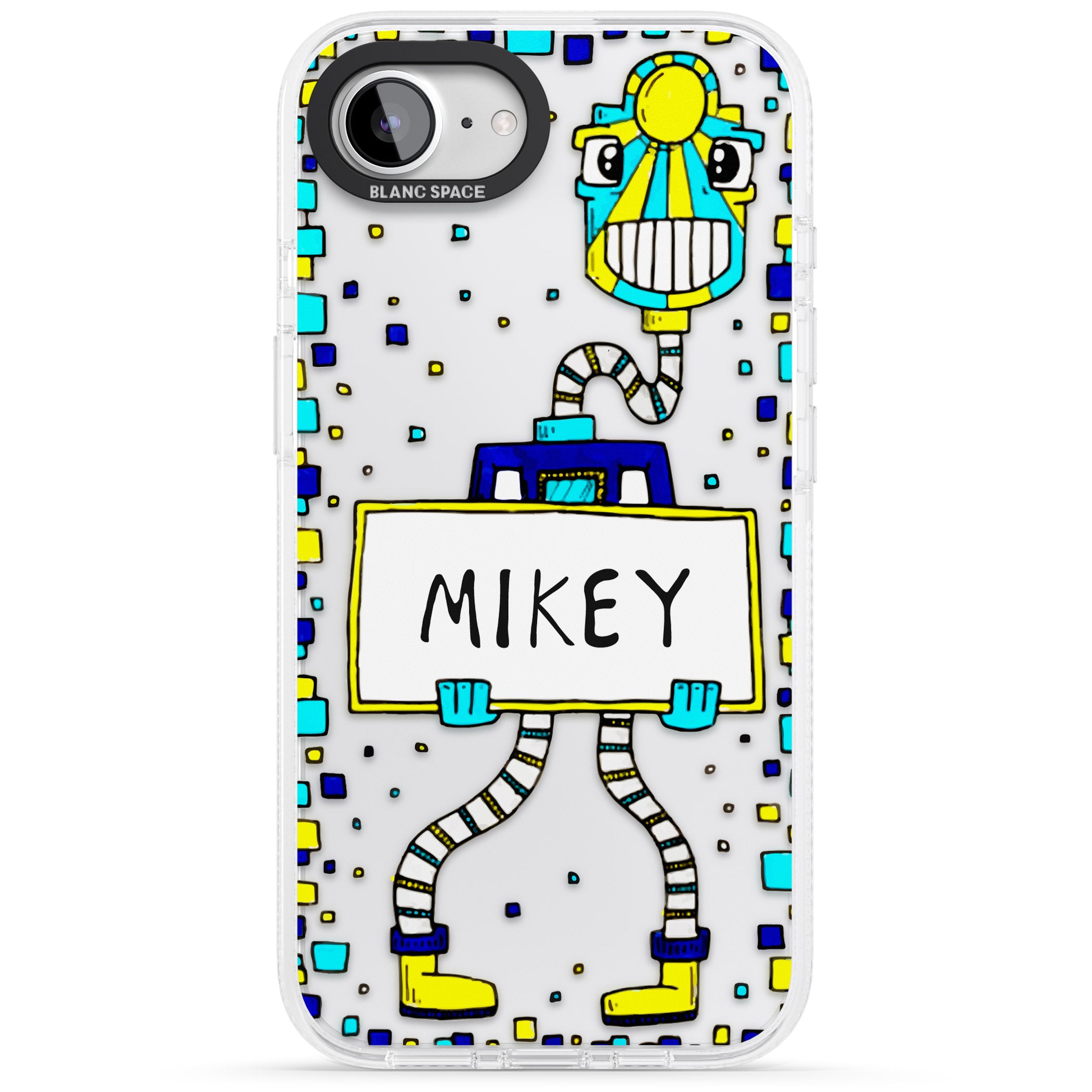 Personalised Tubes Guy iPhone 16e Clear Case Impact Air - Blanc Space