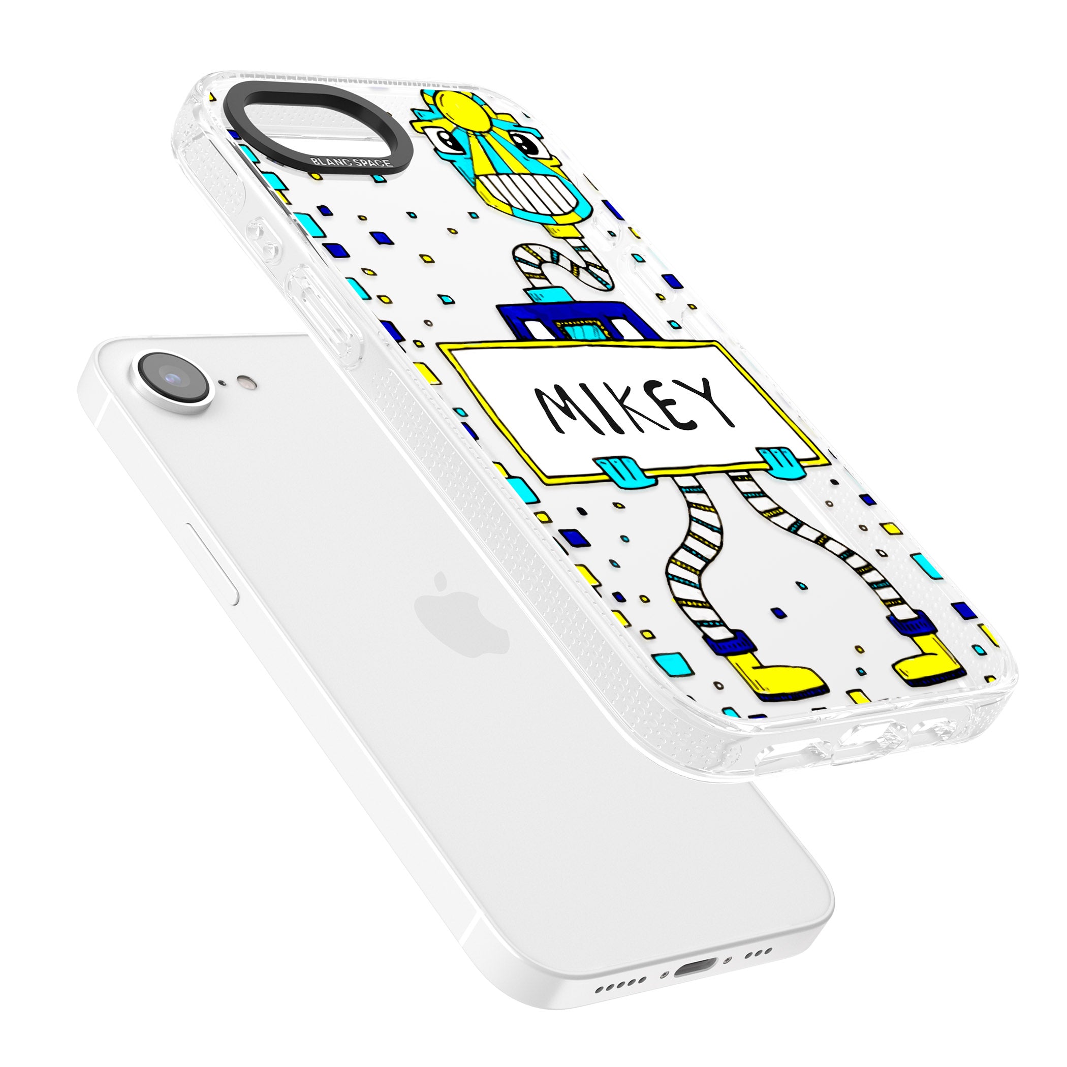 Personalised Tubes Guy iPhone 16e Clear Case Impact Air - Blanc Space