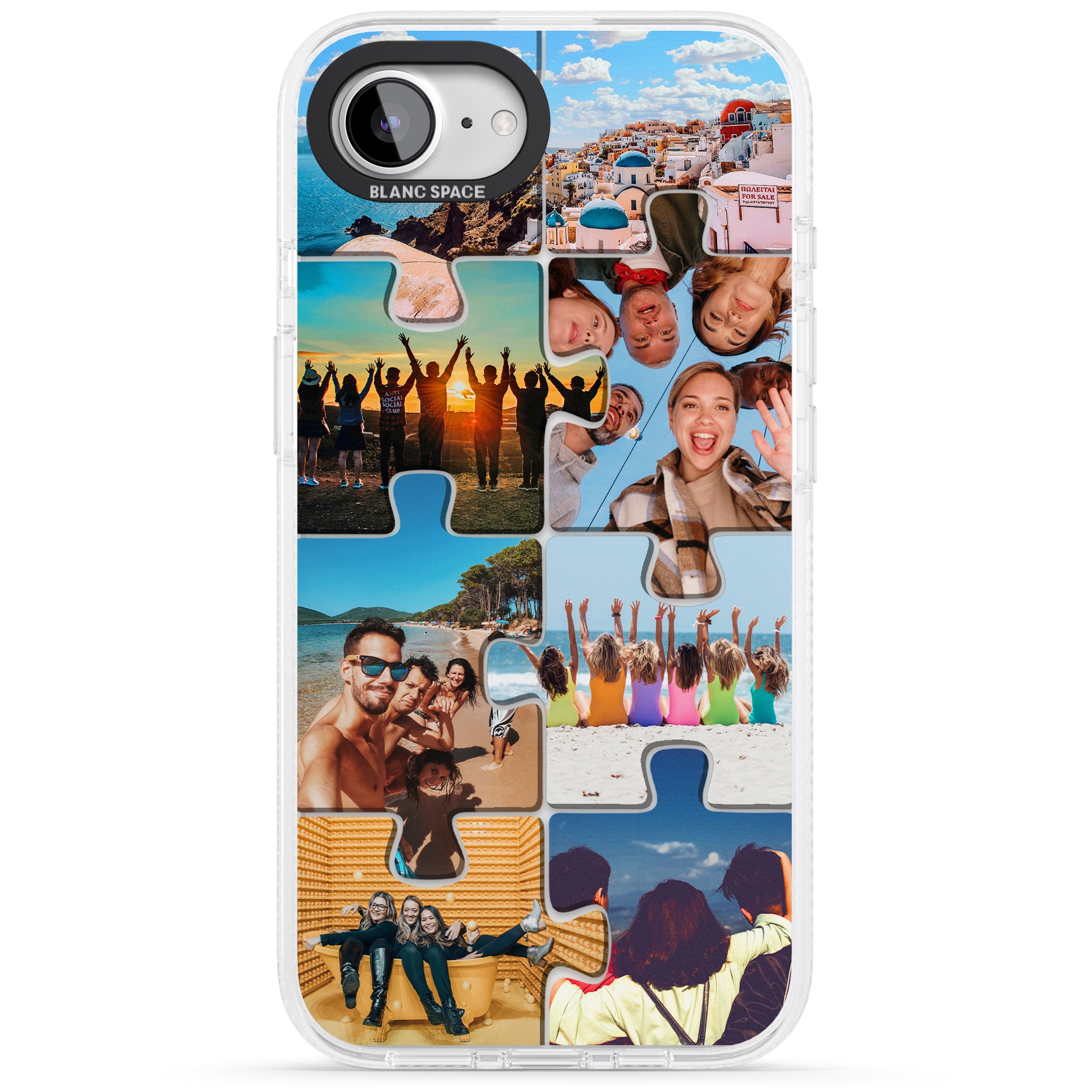 Personalised Jigsaw Photo Grid iPhone 16e Clear Case Impact Air - Blanc Space