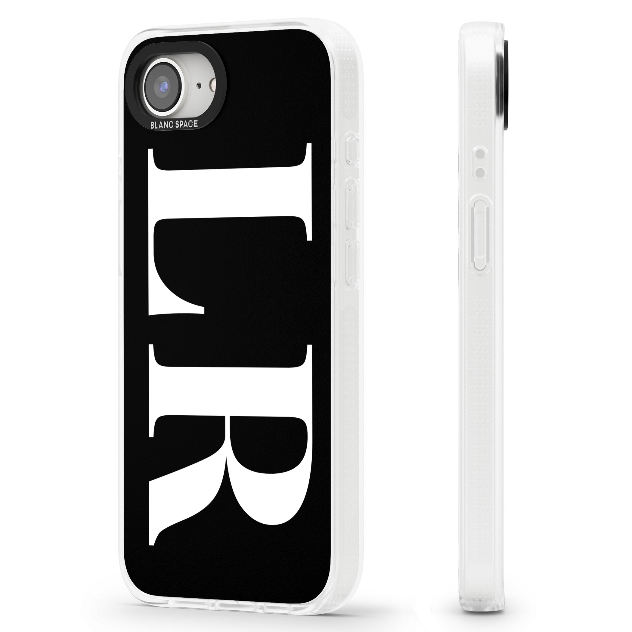 Personalised White & Black Letters iPhone 16e Clear Case Impact Air - Blanc Space