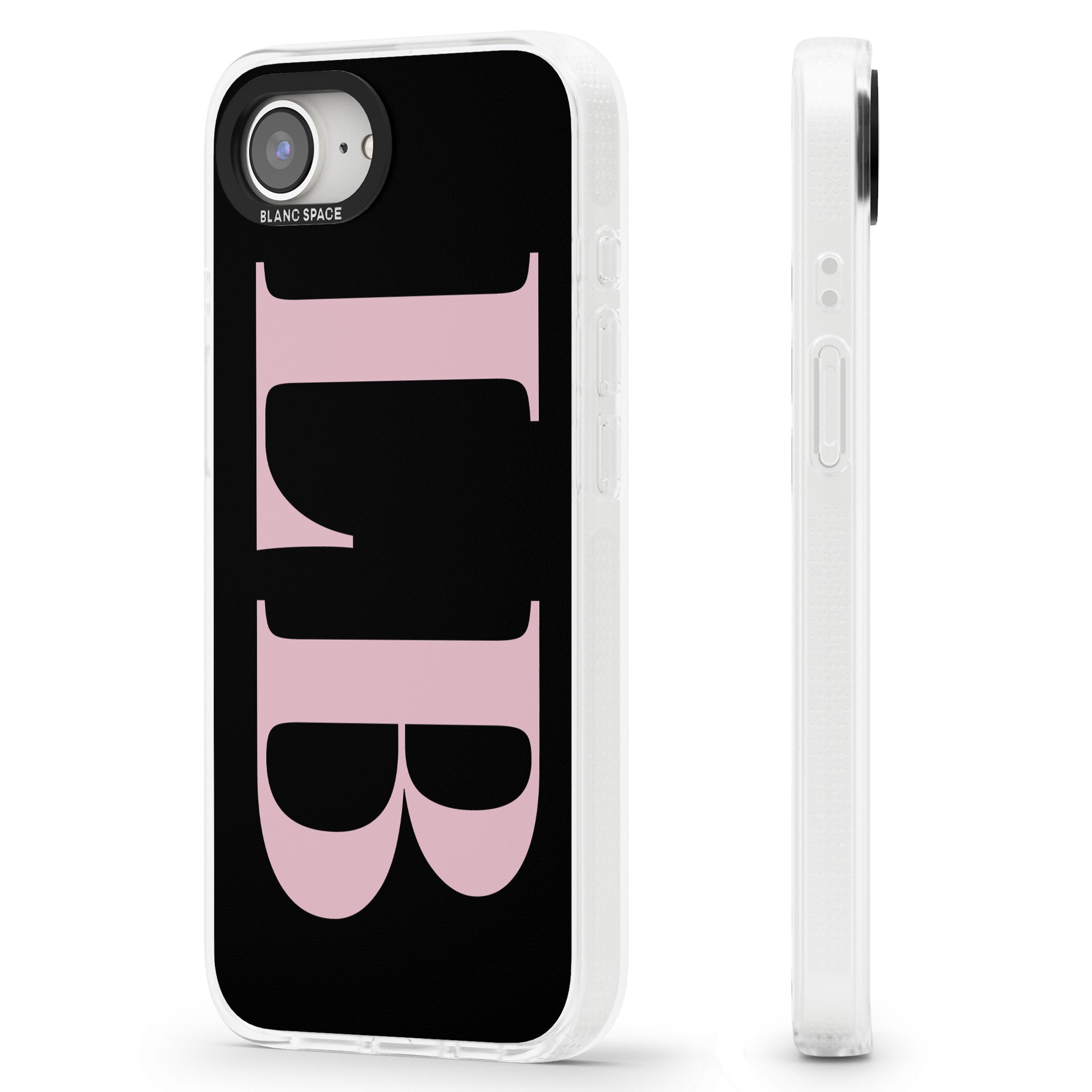Personalised Pink & Black Letters iPhone 16e Clear Case Impact Air - Blanc Space