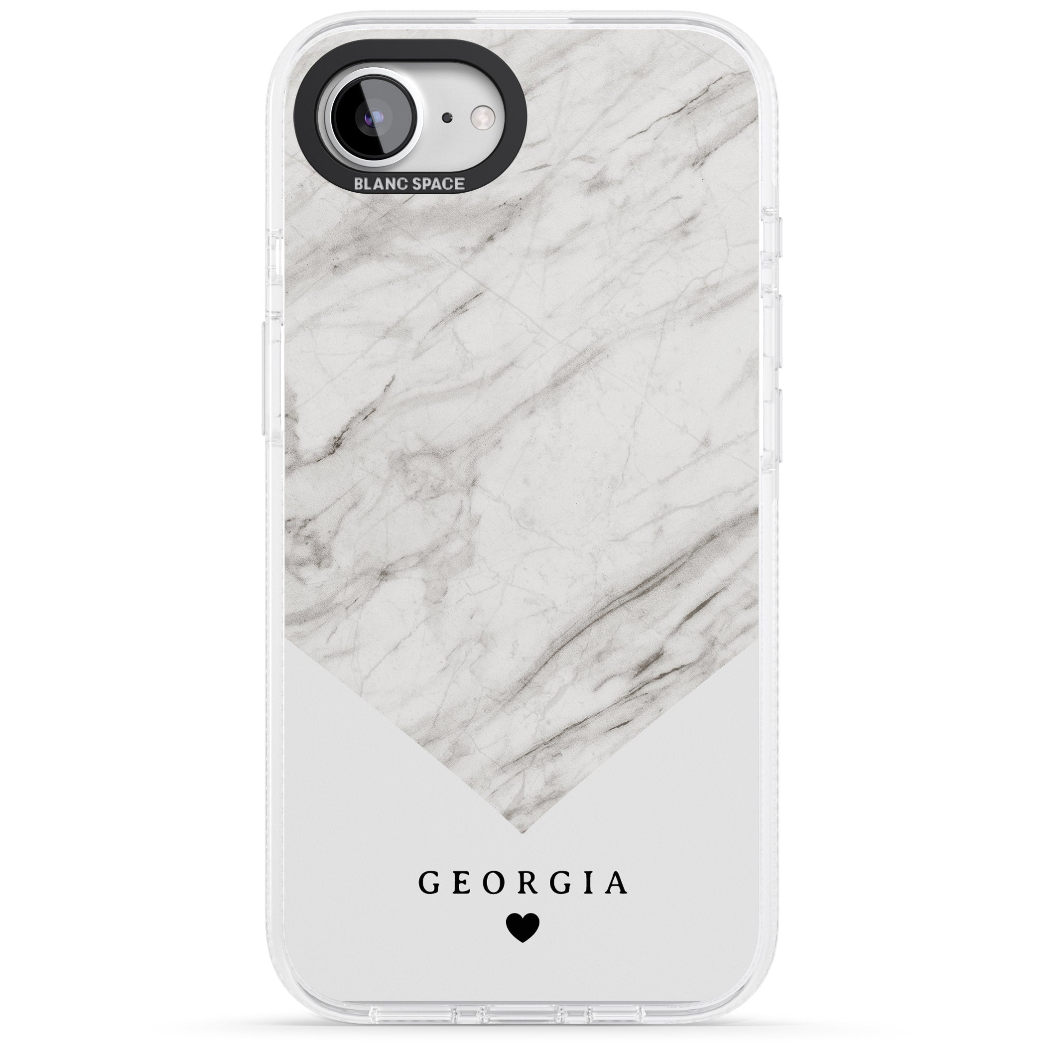Personalised White Marble iPhone 16e Clear Case Impact Air - Blanc Space